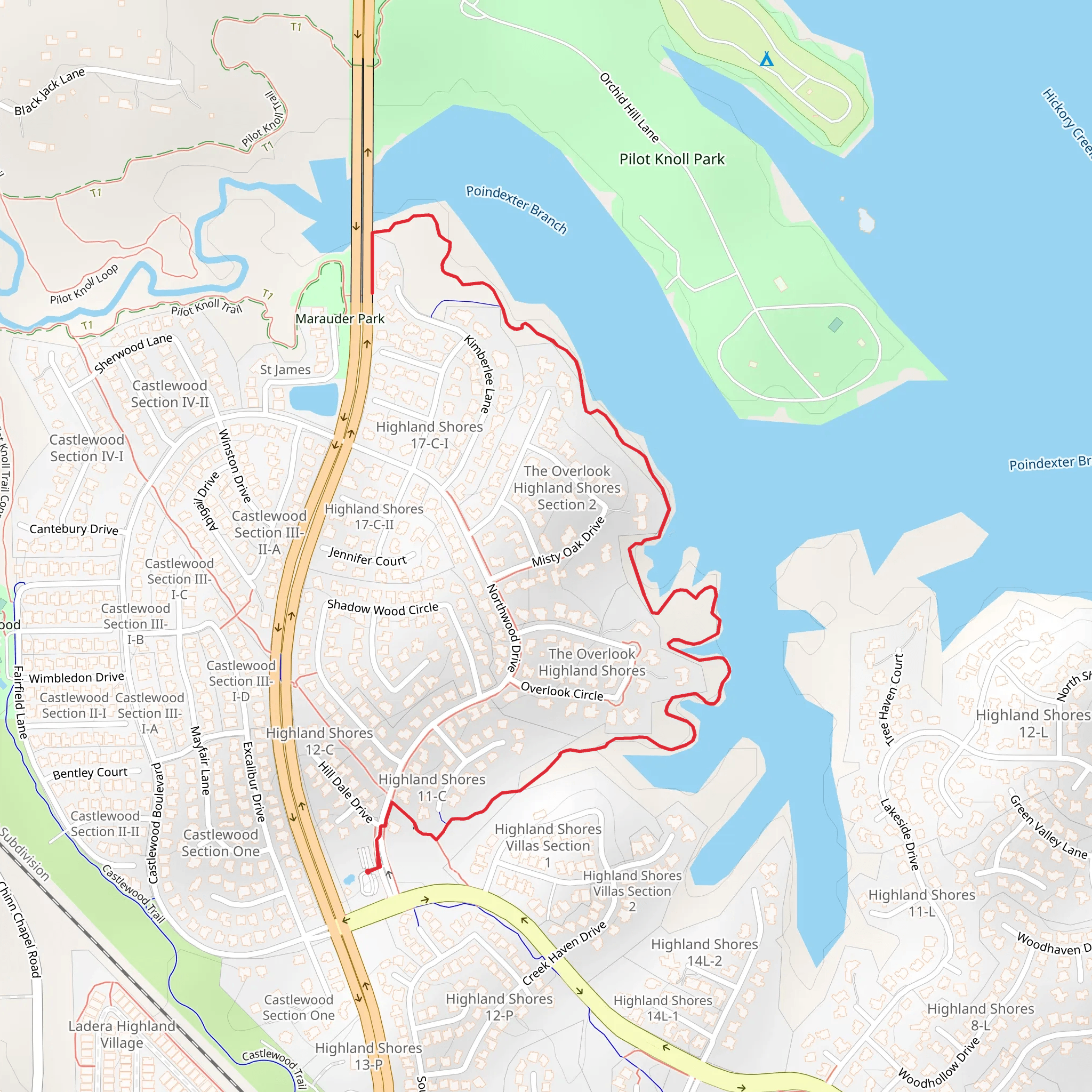 Shoreline Trail from Northwood Drive mobile static map