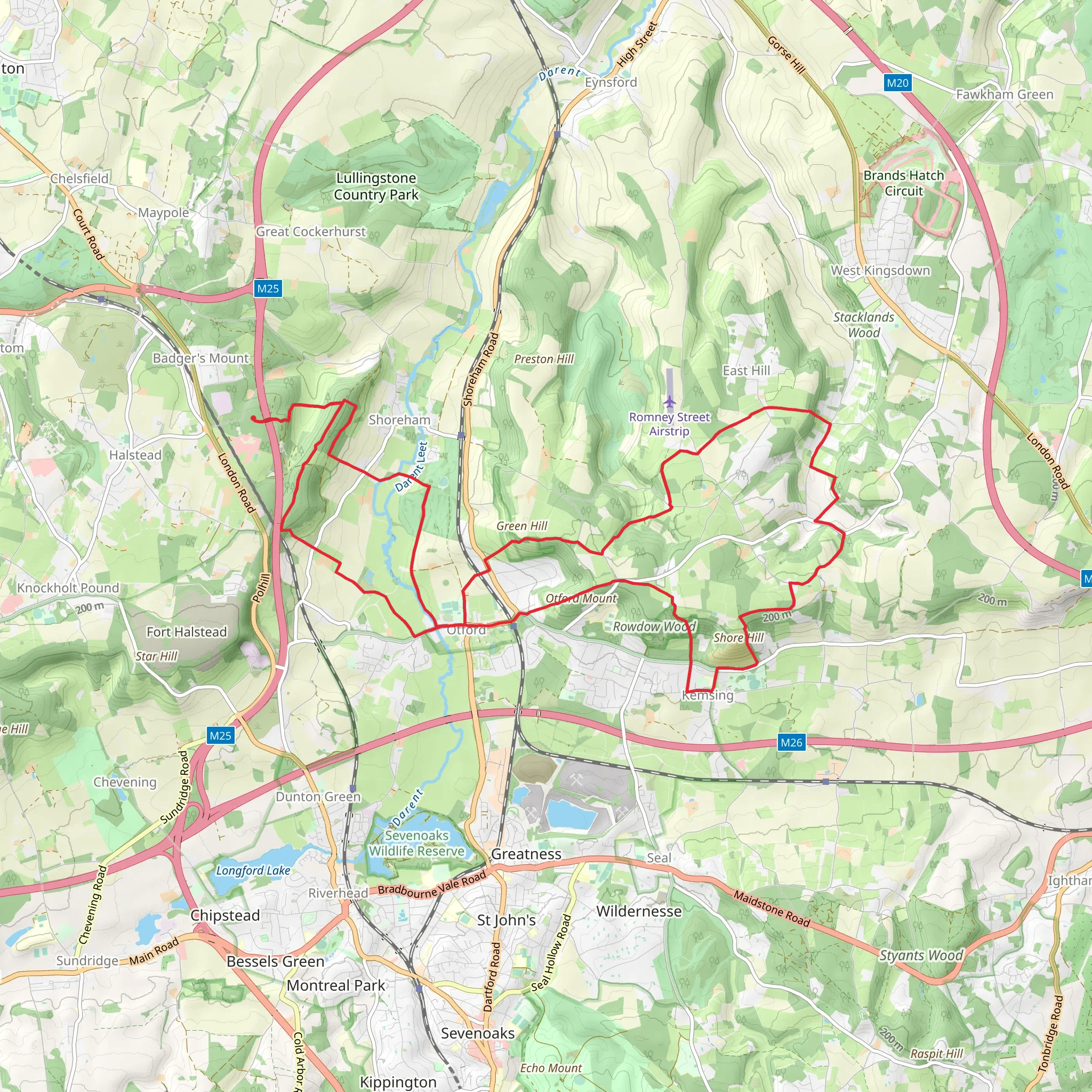 Otford - Romney Street and Kemsing from Badger's Mount mobile static map