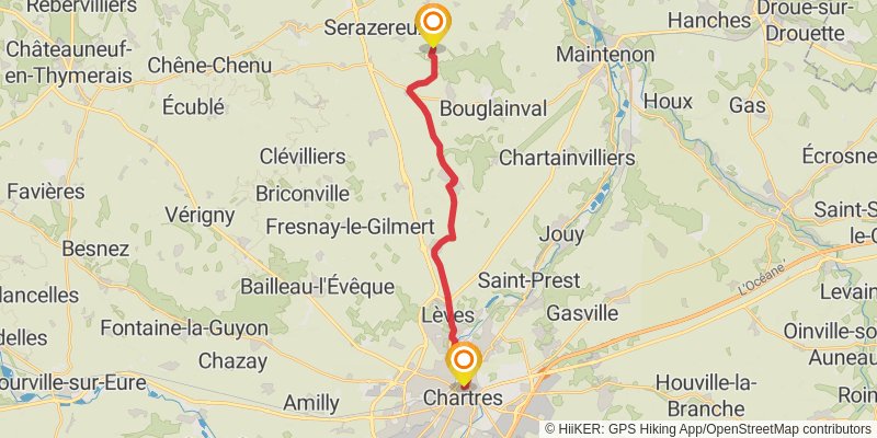 Compostelle Rouen to Chartres stage 7 Map