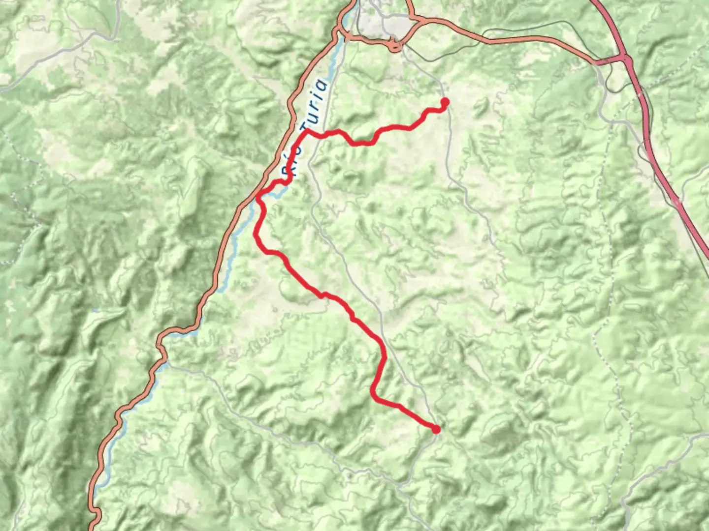 An image depicting the trail Cubla - Castralvo PR TE 47 and its surrounding area.