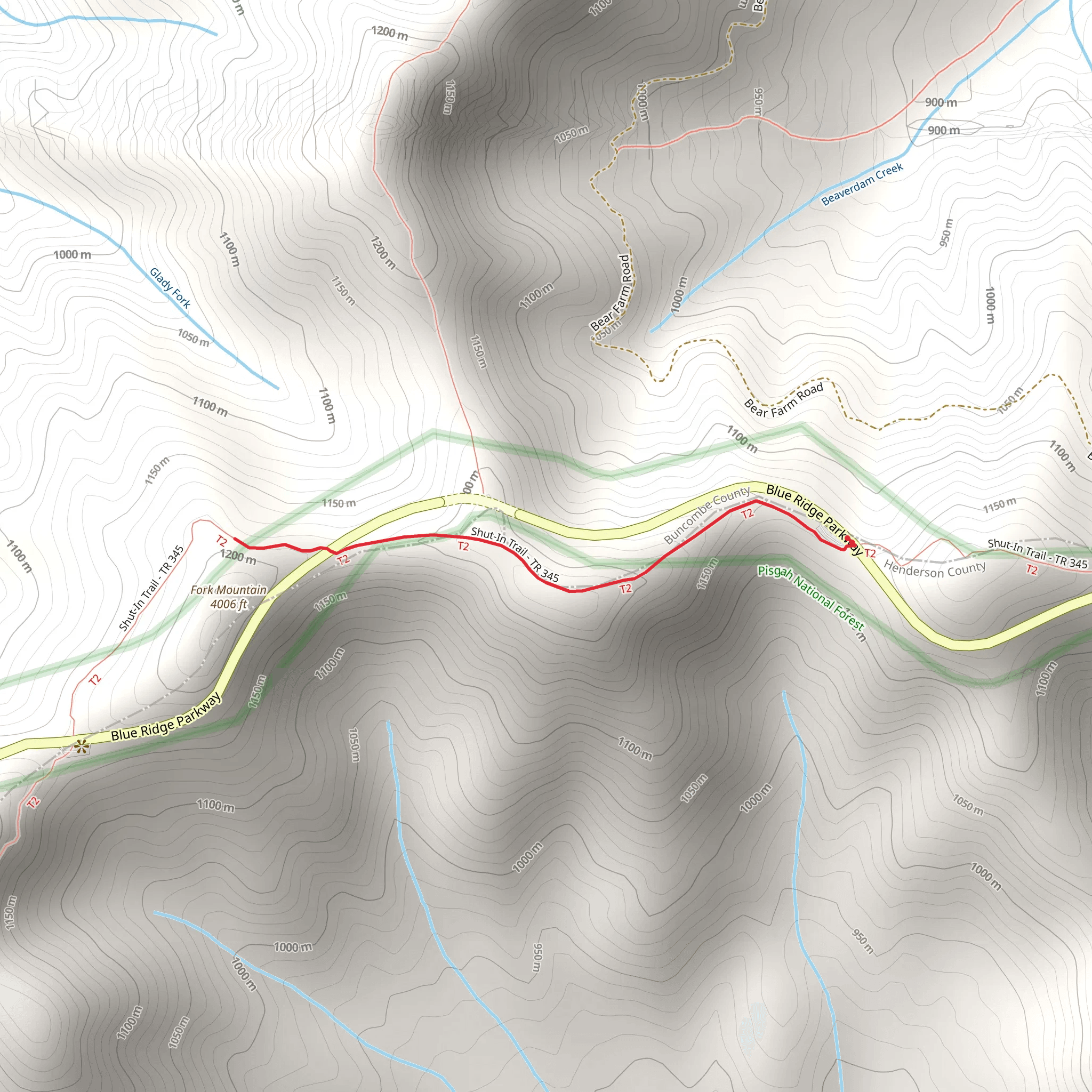 Fork Mountain via Shut-In Trail mobile static map