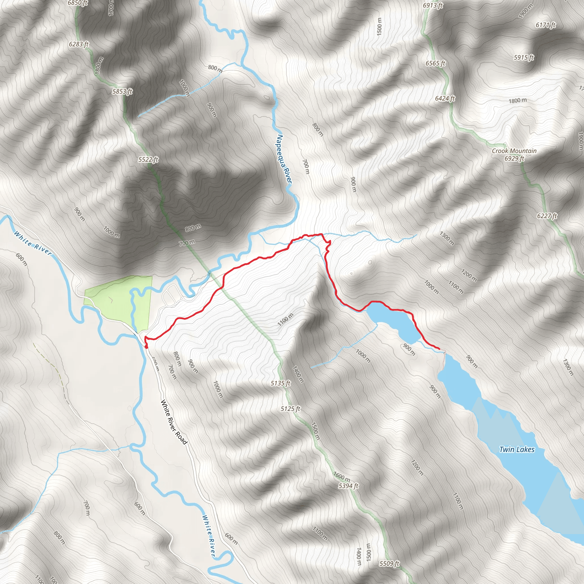 Twin Lakes Trail mobile static map