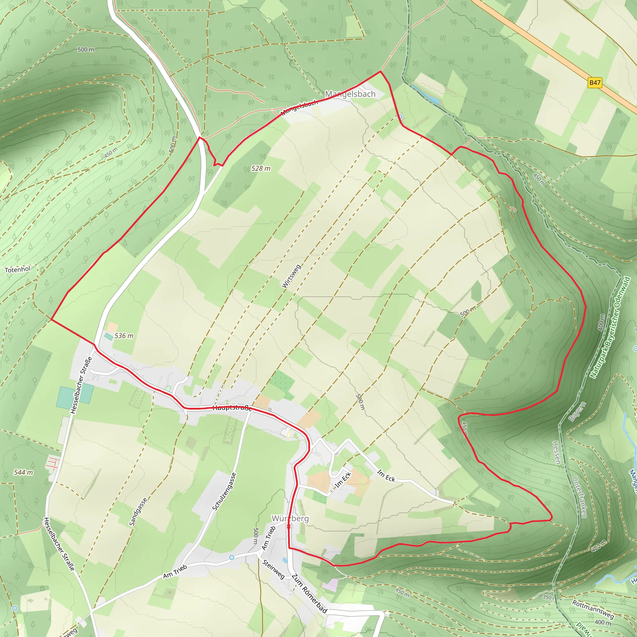 Westlicher Limesweg from Wuerzberg mobile static map