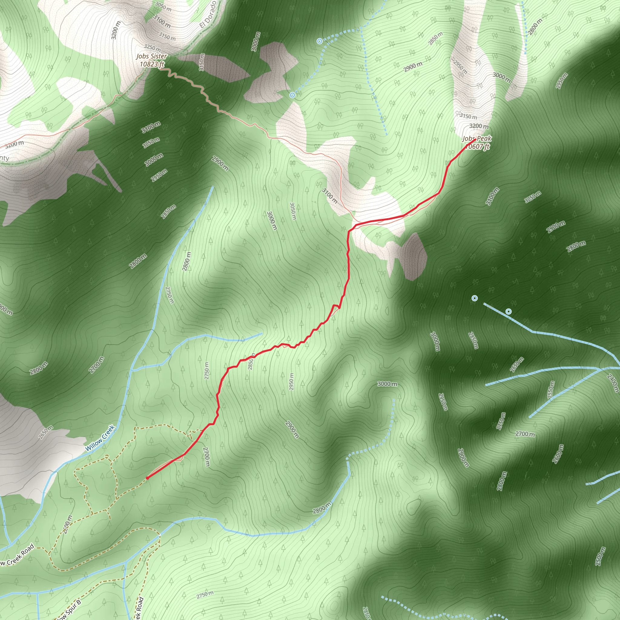 Jobs Peak Trail mobile static map