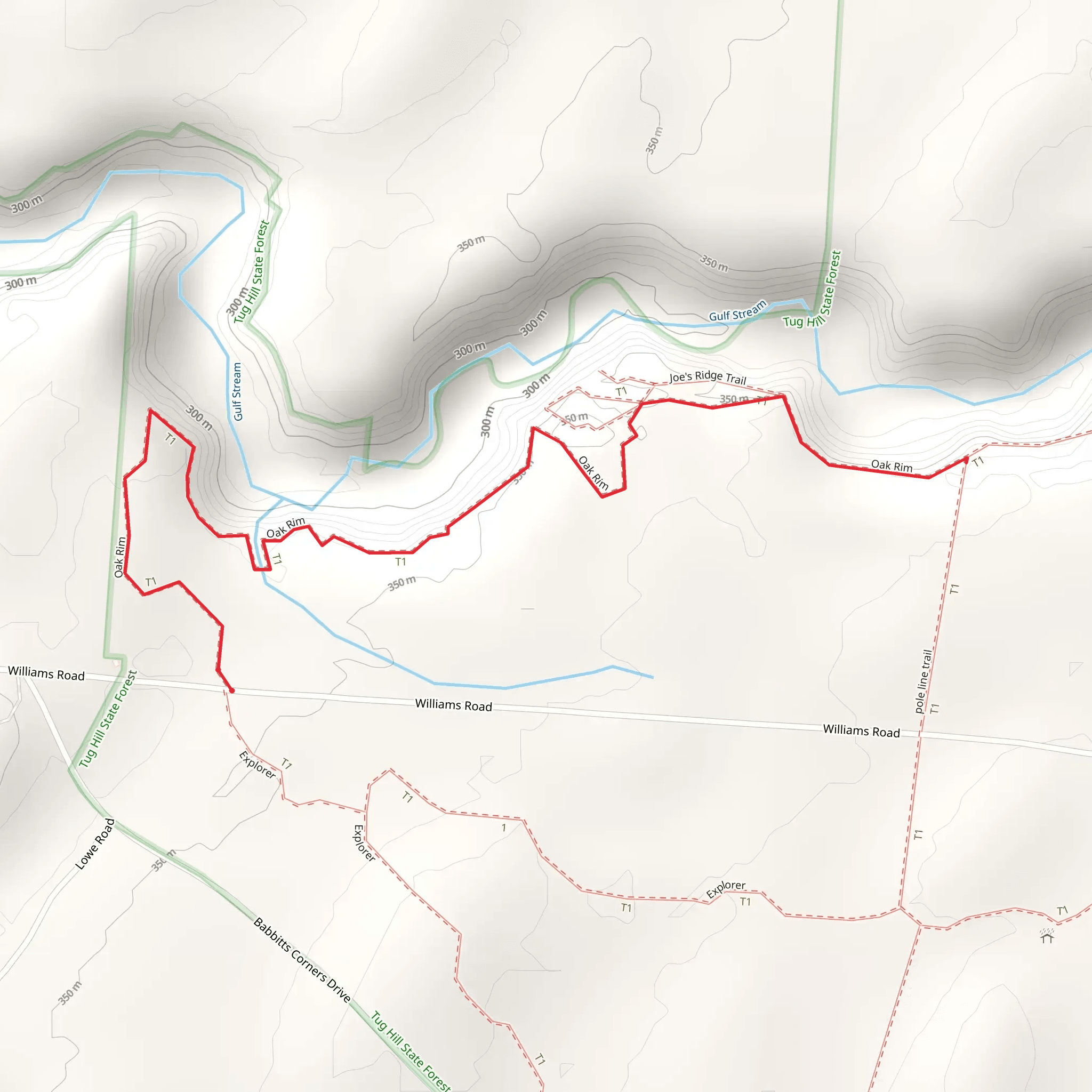 Oak Rim Trail from Williams Road mobile static map