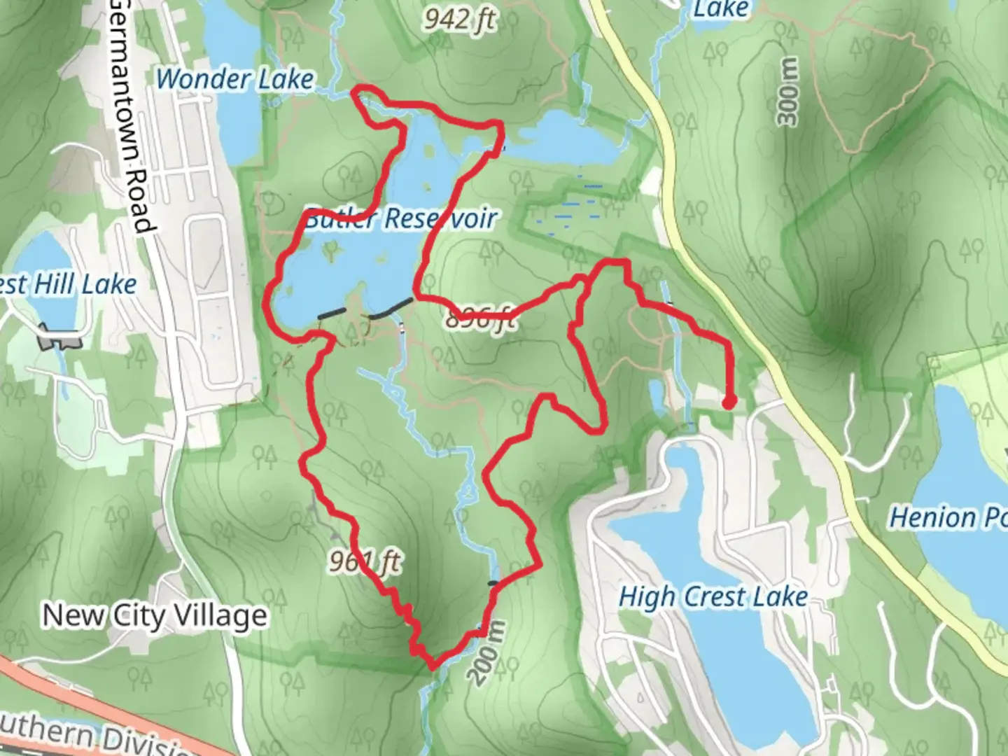 An image depicting the trail Butler Reservoir and Green Loop Trail and its surrounding area.