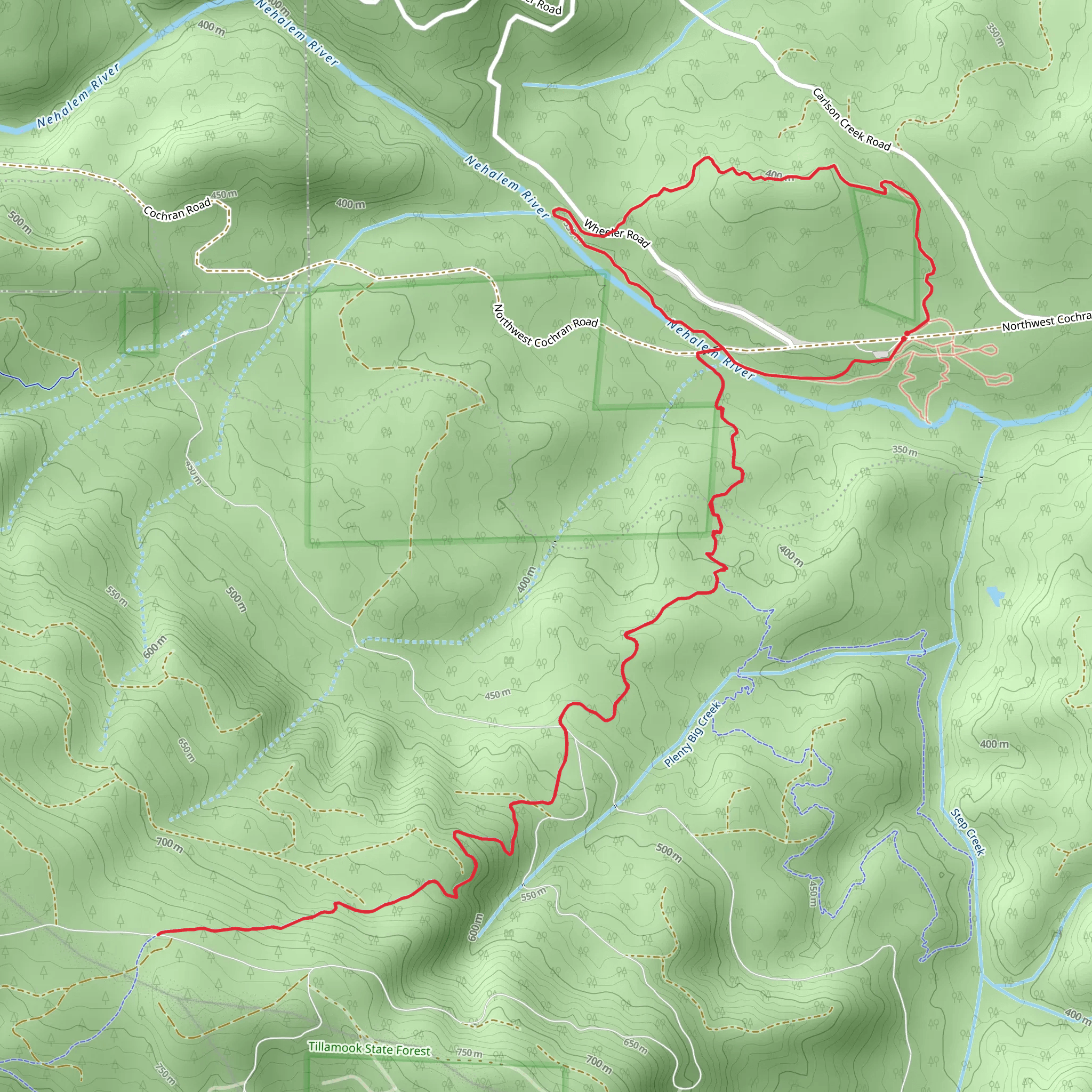 Gales Creek and Triple C Loop Trail mobile static map