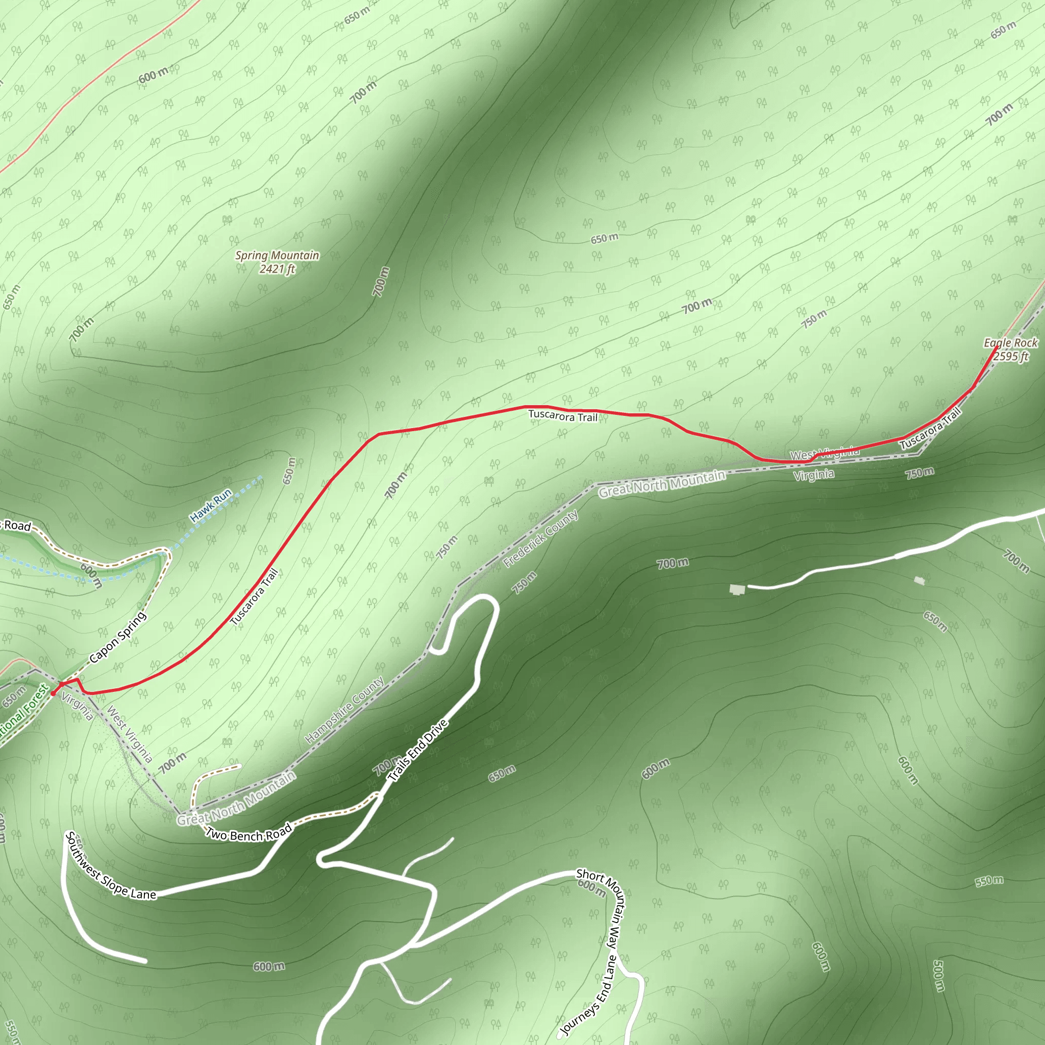 Eagle Rock via Tuscarora Trail mobile static map