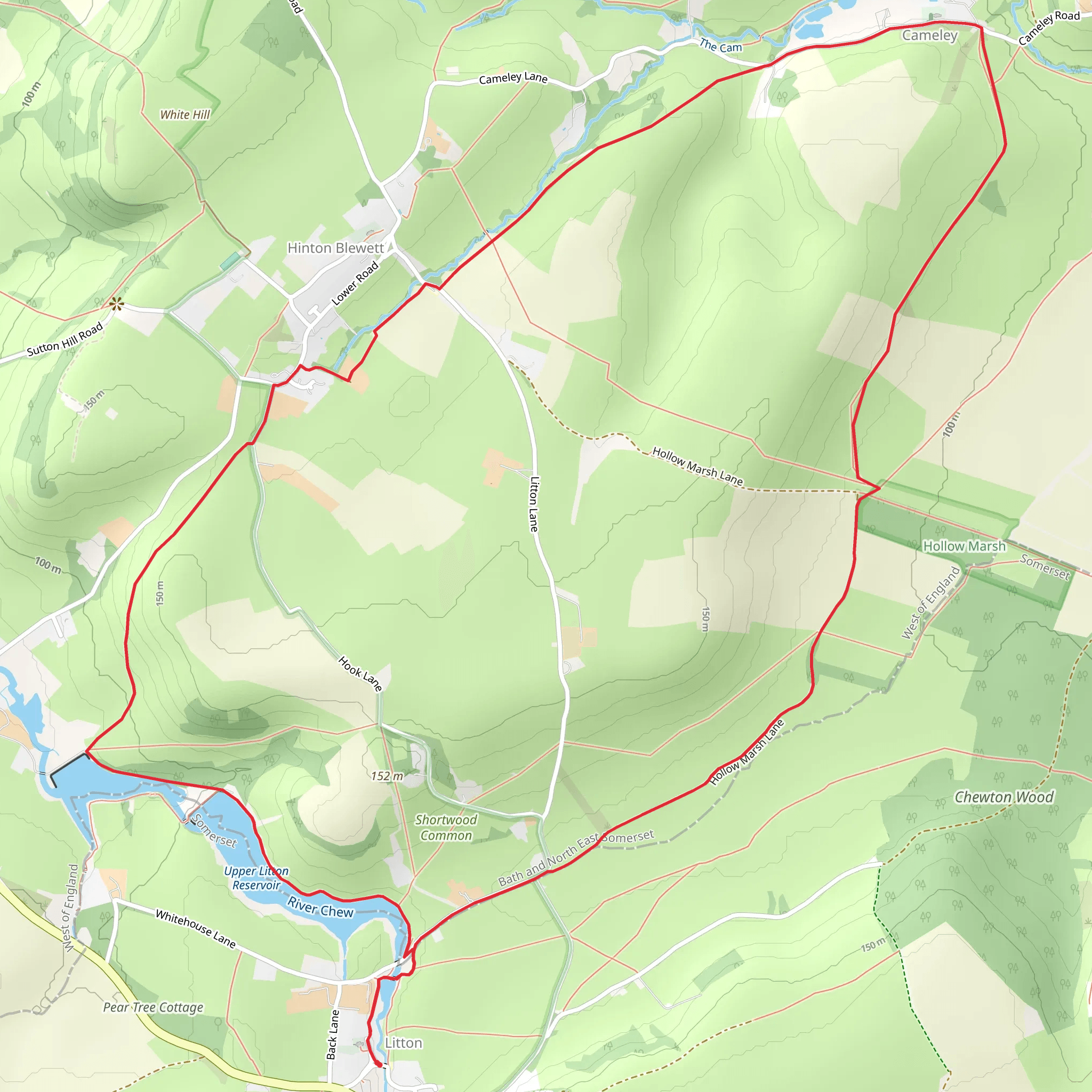 Cameley and Hinton Blewett from Litton mobile static map