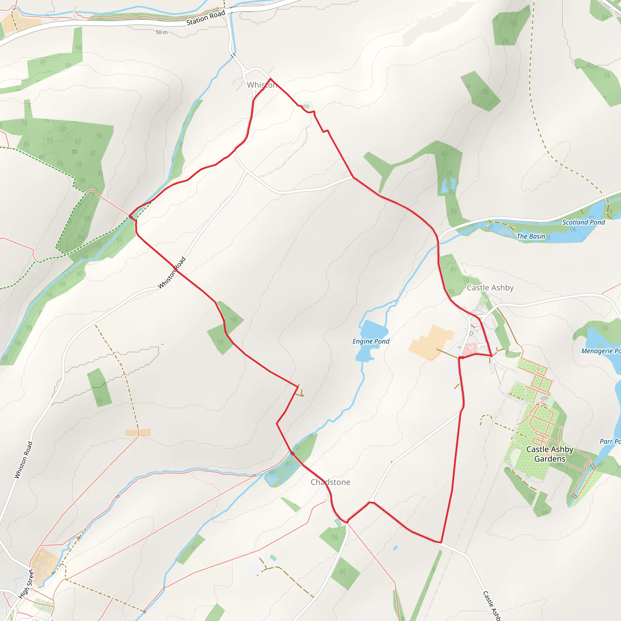 Castle Ashby, Whiston and Chadstone Loop mobile static map