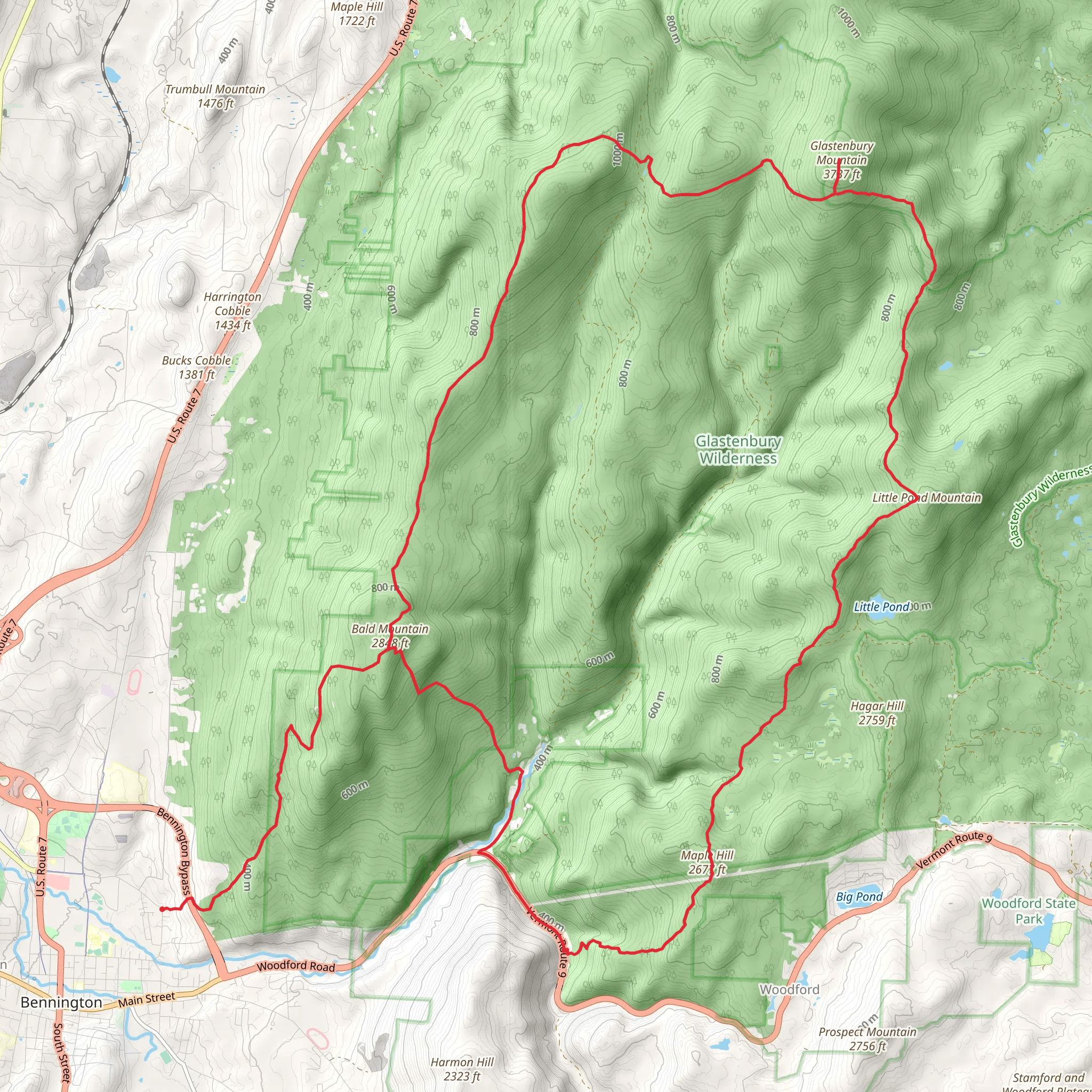 Glastenbury - West Ridge Loop mobile static map