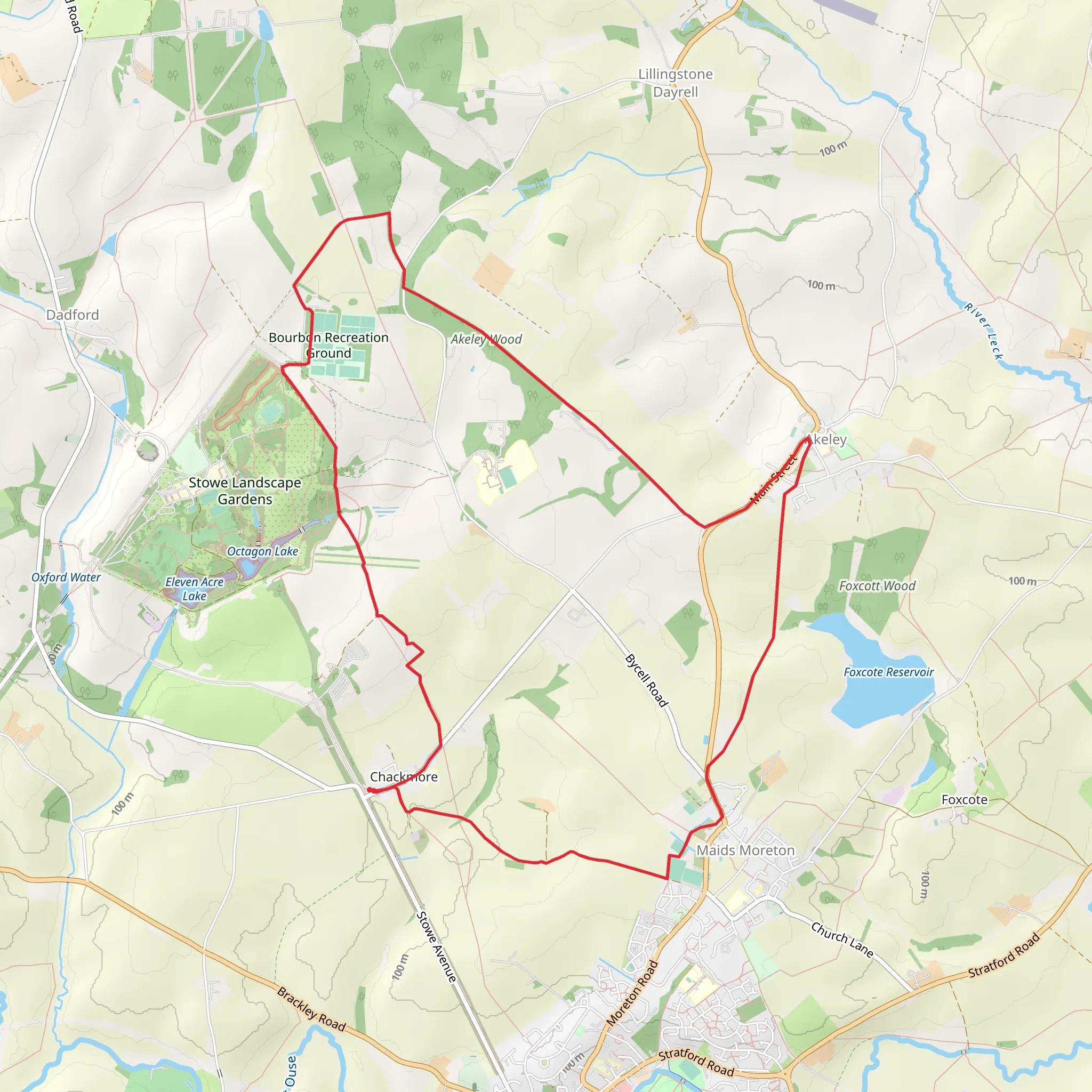 Octagon Lake and Foxcote Reservoir via The Path of Liberty mobile static map