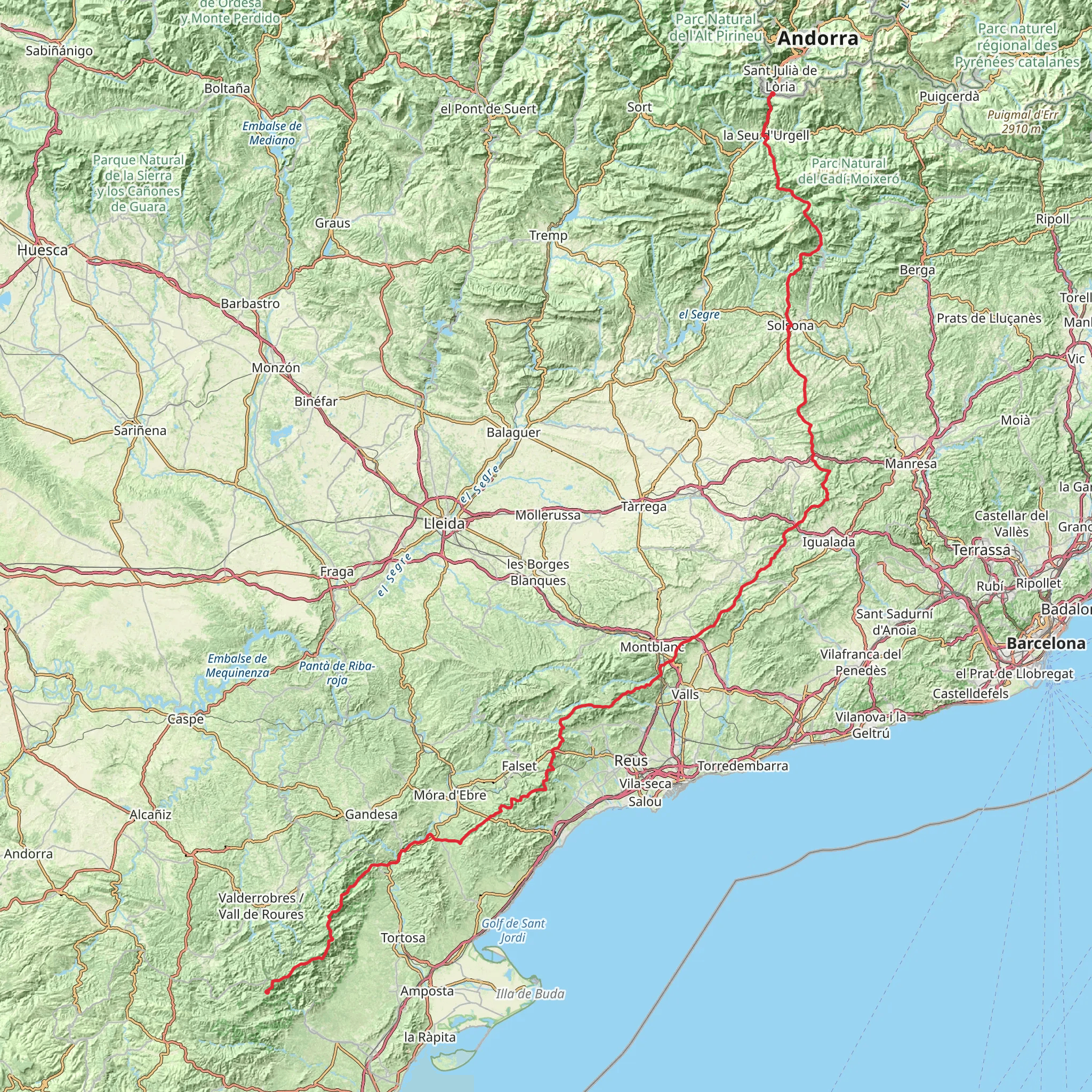 GR 7 Catalonia from Andorra to Els Ports mobile static map