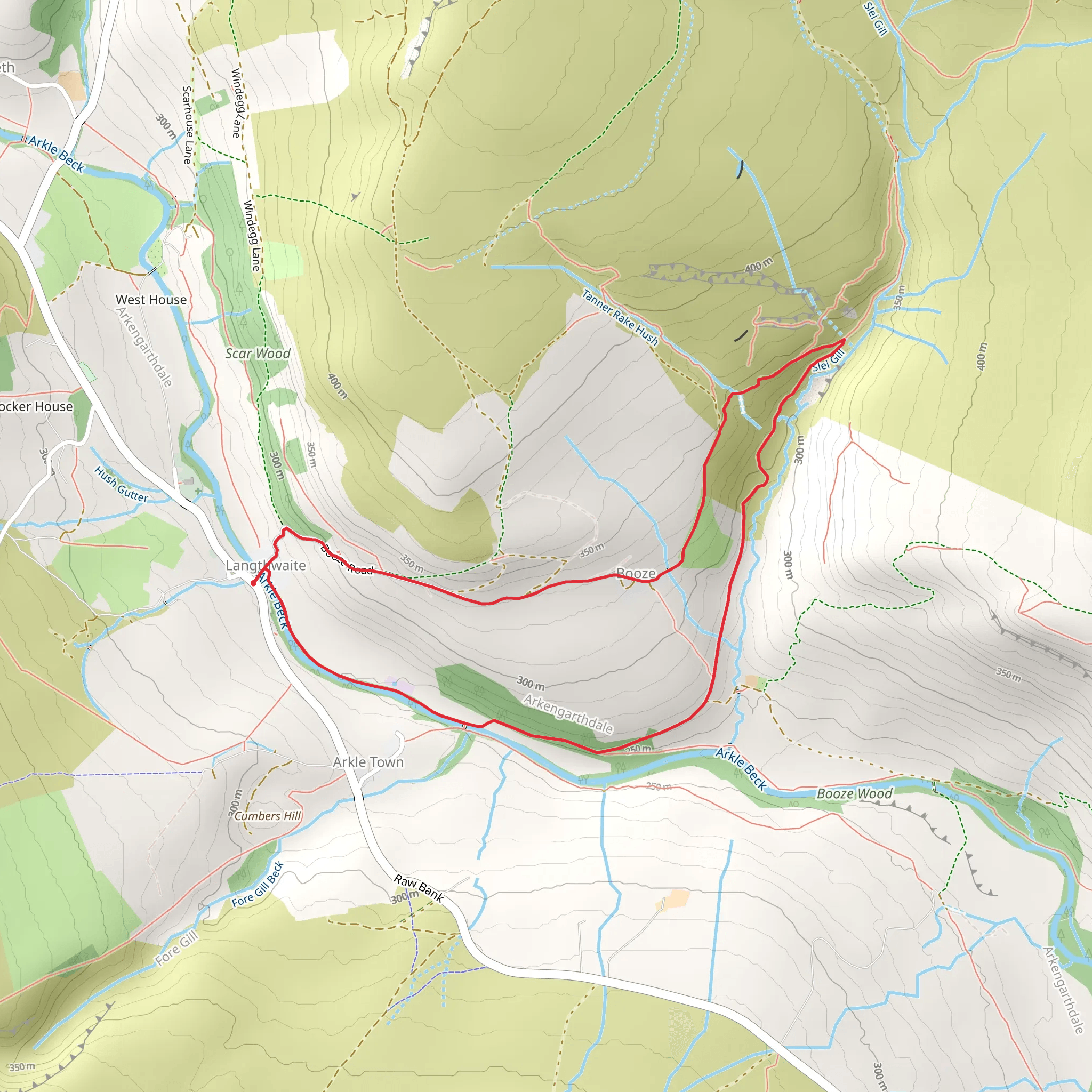 Booze and Slei Gill from Langthwaite mobile static map