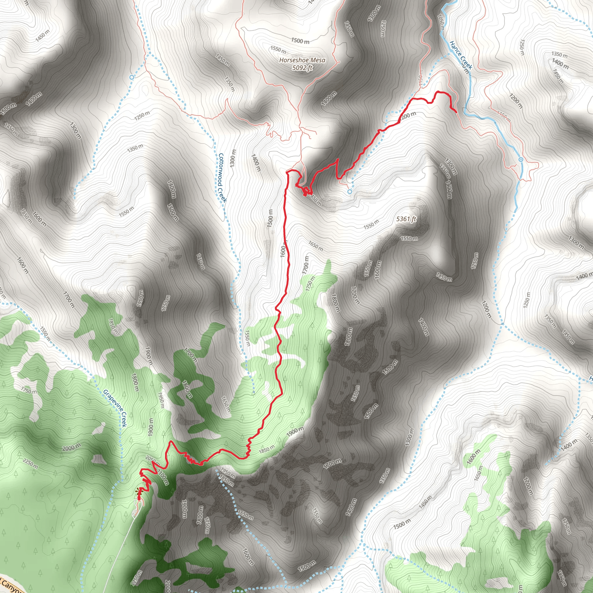 Hance Creek via Grand View Trail mobile static map
