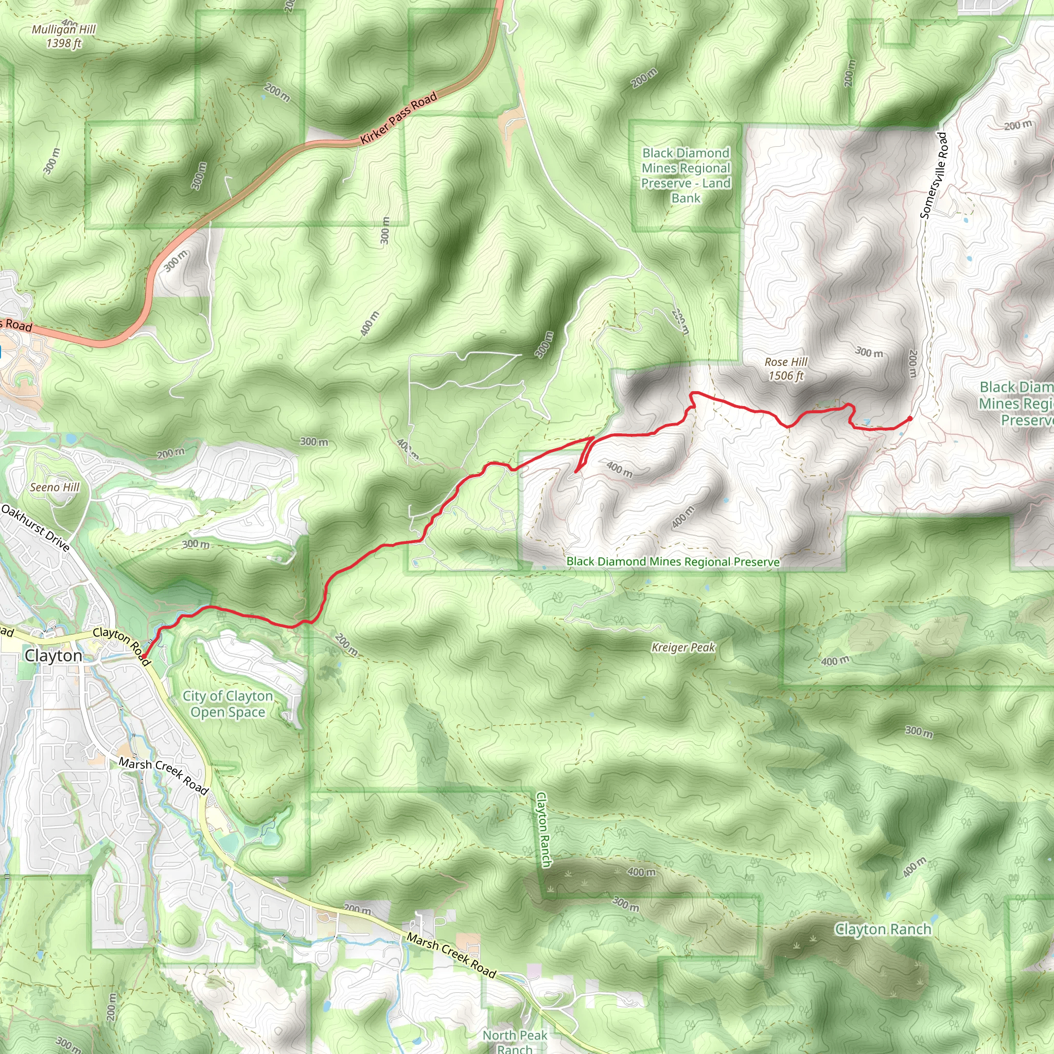 Manhattan Canyon and Nortonville Pass Trail mobile static map