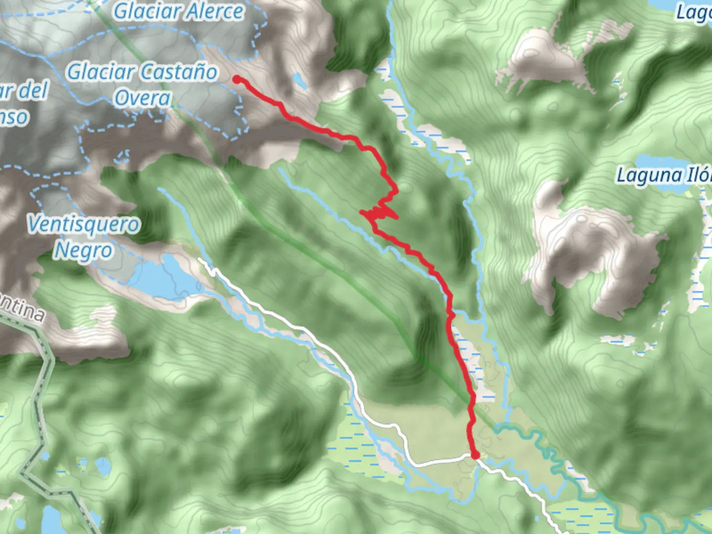 An image depicting the trail Refugio Otto Meiling and its surrounding area.