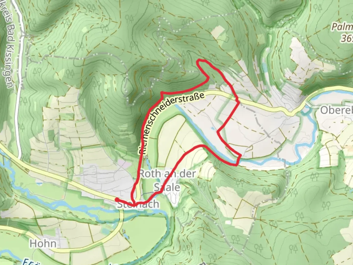 An image depicting the trail Rhön Rundweg Bad Bocklet 6 and its surrounding area.