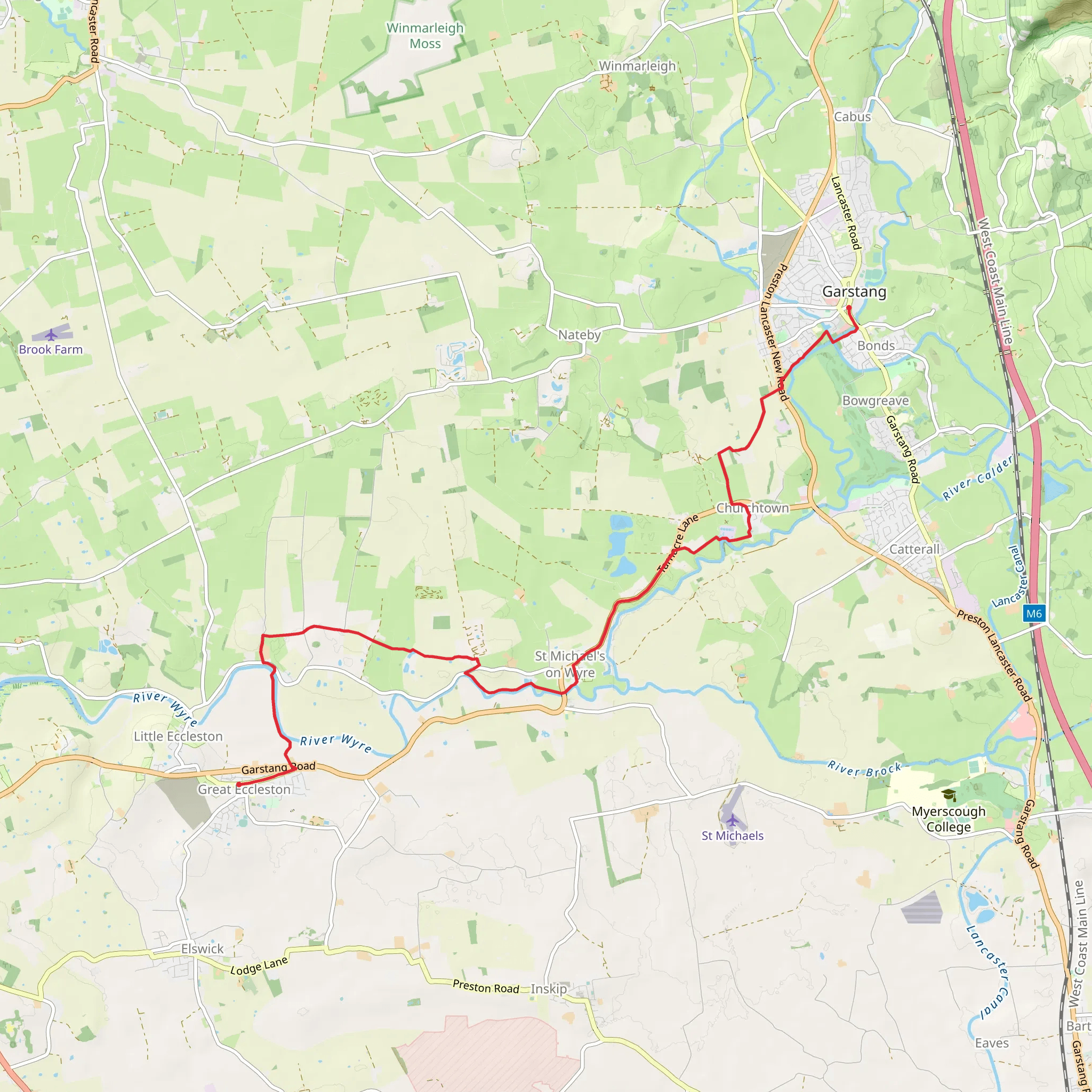 Great Eccleston to Garstang Walk mobile static map
