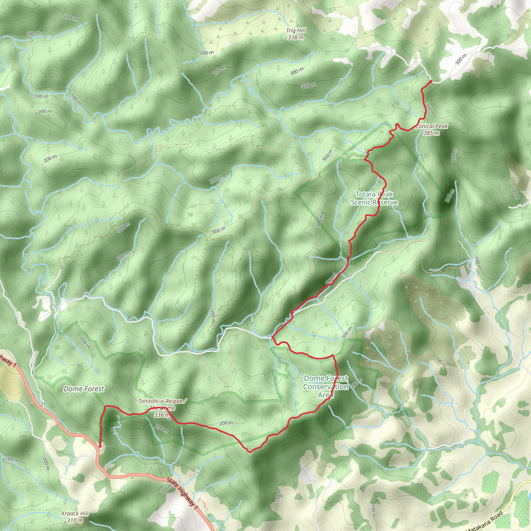 Dome Forest to Govan Wilson Rd Matakana mobile static map