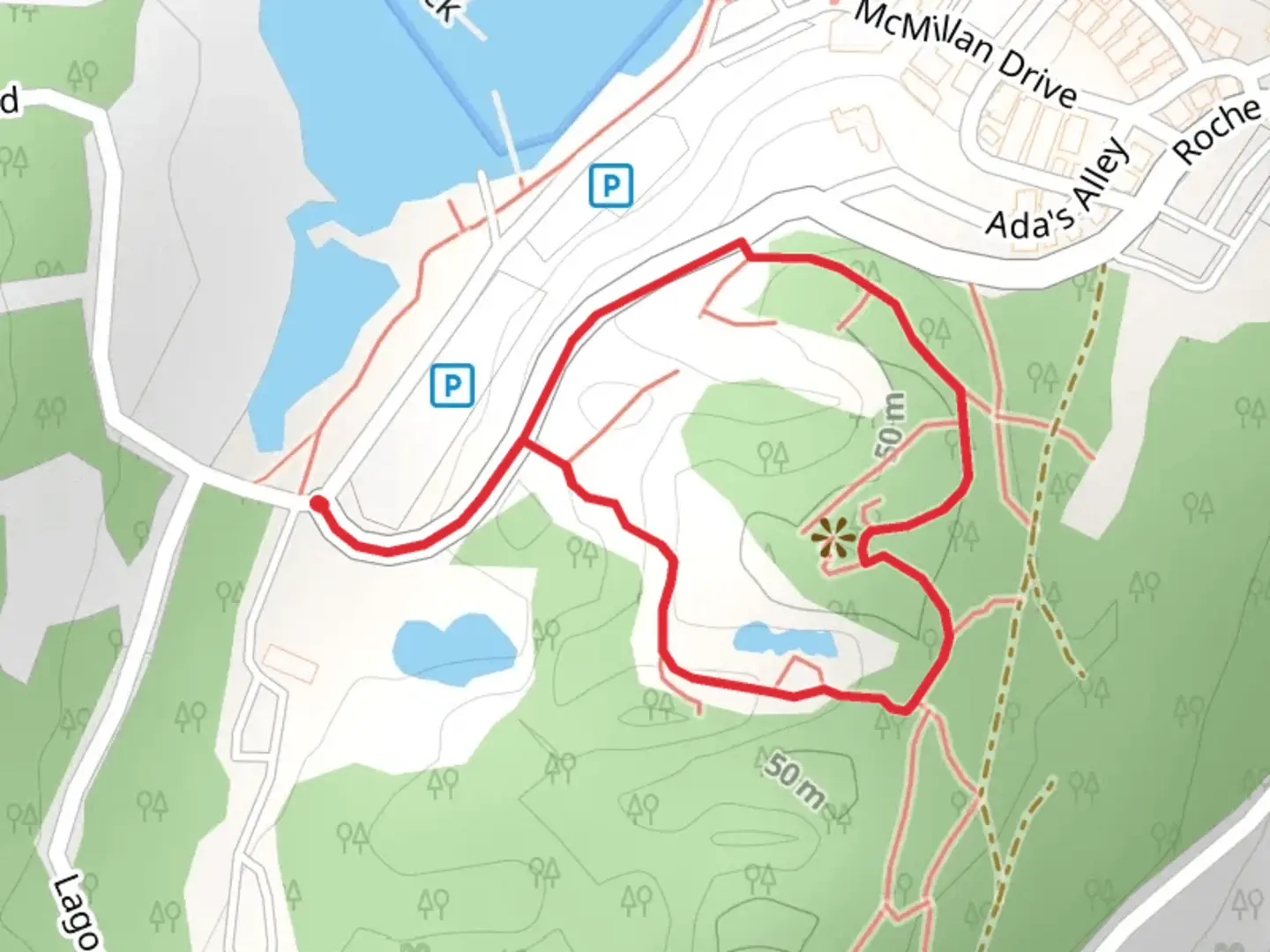 An image depicting the trail Roche Harbor Road Loop and its surrounding area.