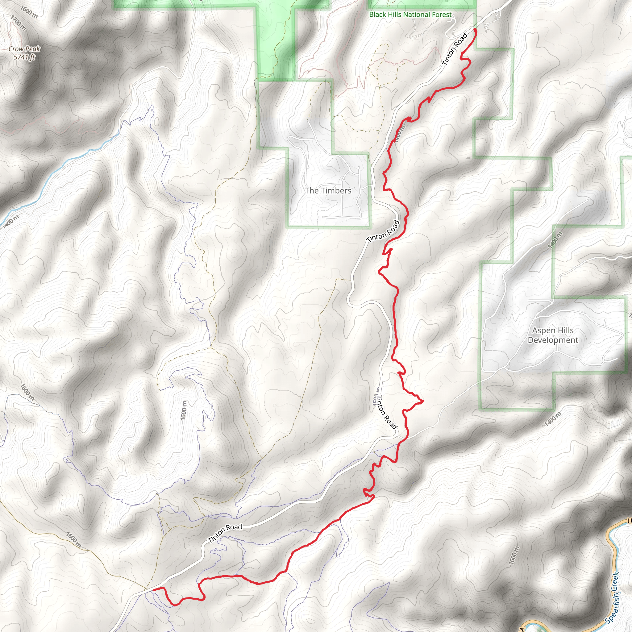 Tinton and Bridges Trail mobile static map