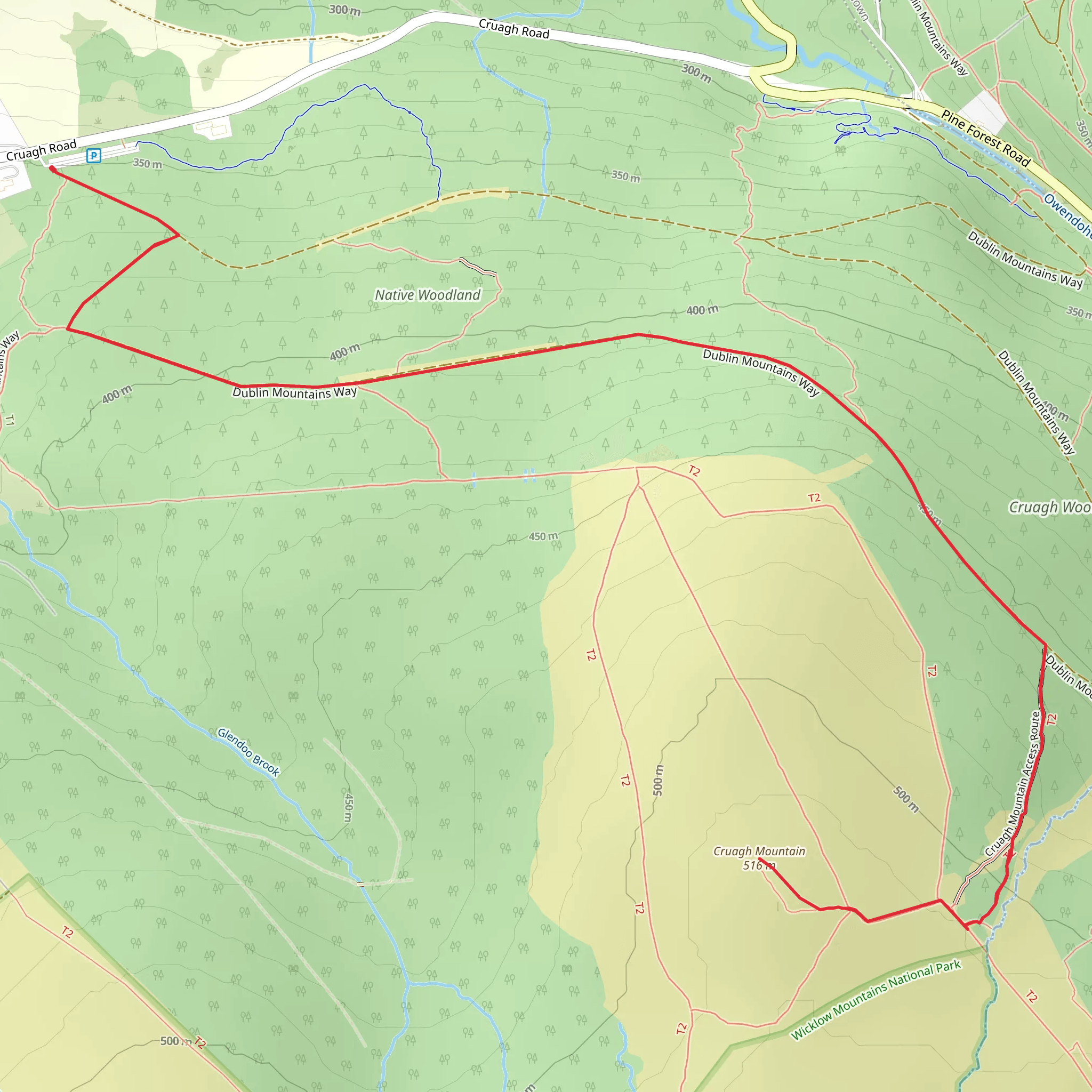 Cruagh - Mountain Access Route mobile static map