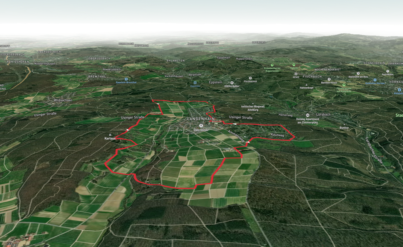 Bahai Temple, Kartaus and Blick in die Ebene Loop via Panoramaweg Langenhain