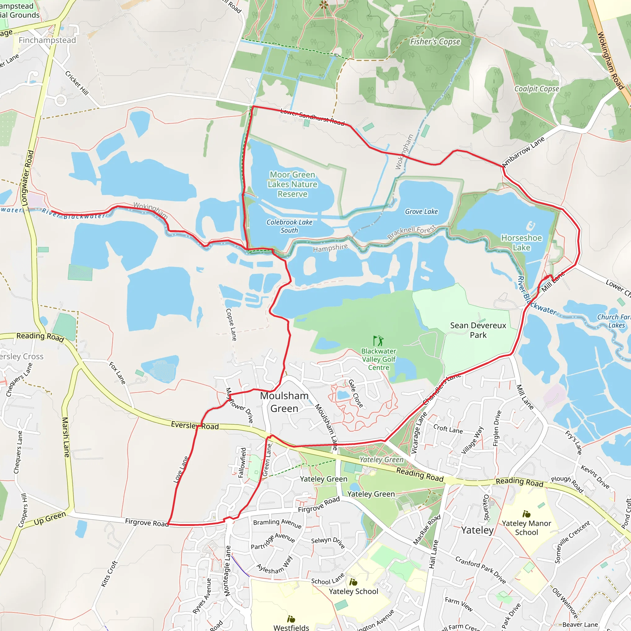 Colebrook Lake South, Horseshoe Lake and Sean Devereux Park Loop mobile static map