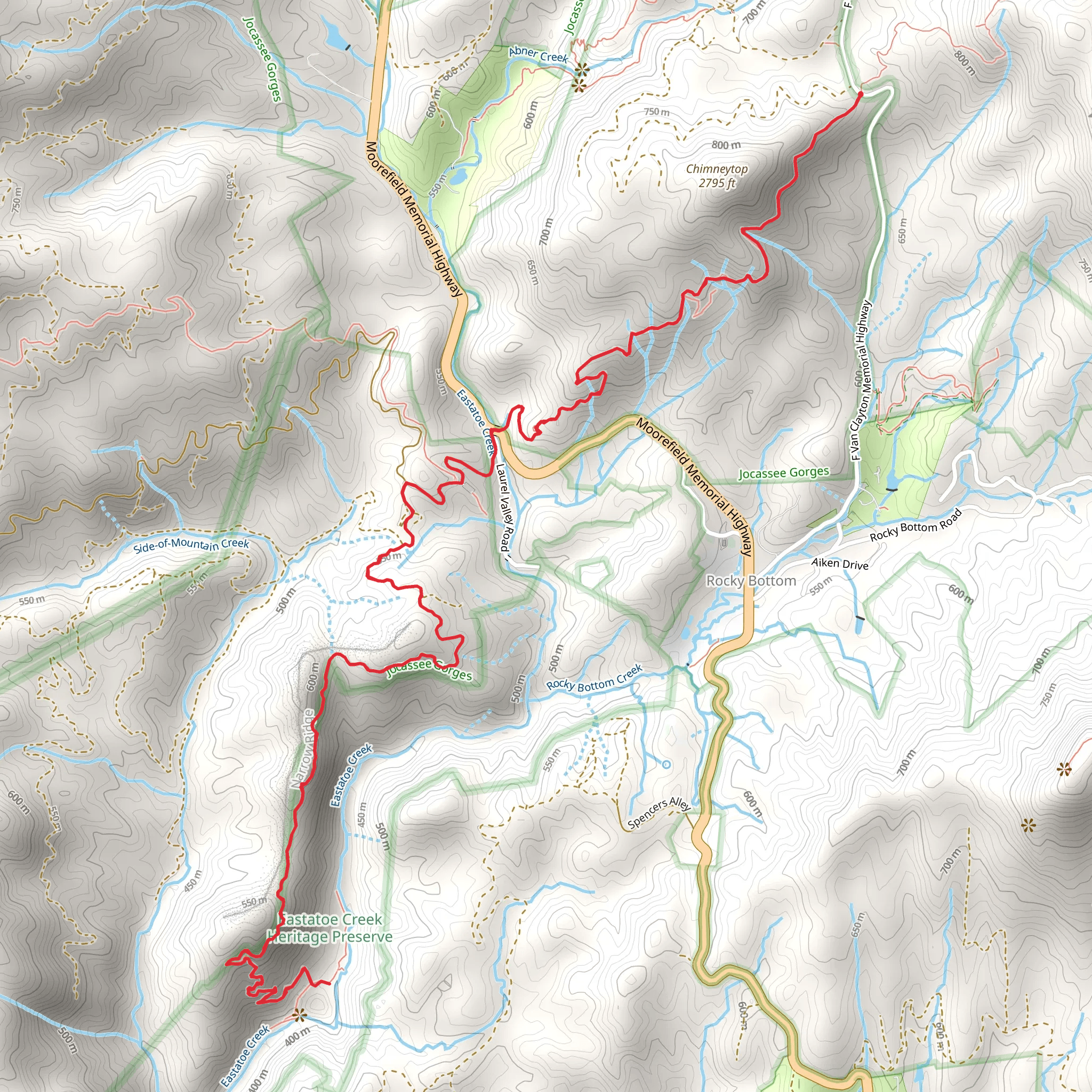 Eastatoe Creek via Foothills Trail mobile static map