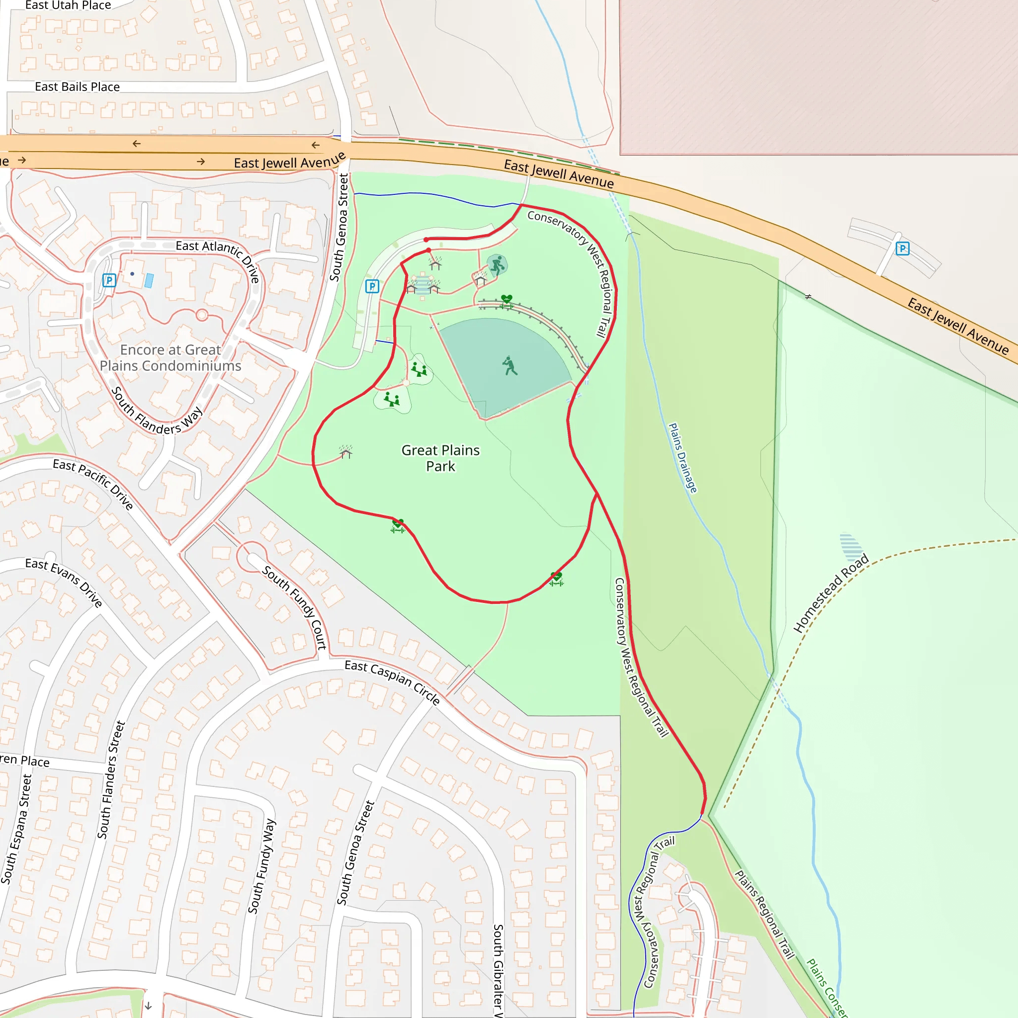 Great Plains Park Loop mobile static map