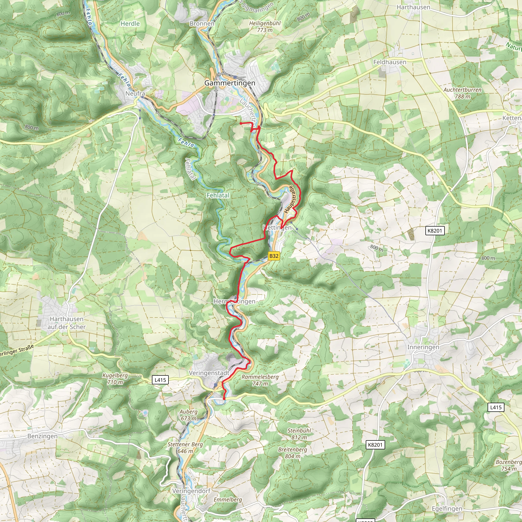 Veringenstadt to Gammertingen Walk mobile static map