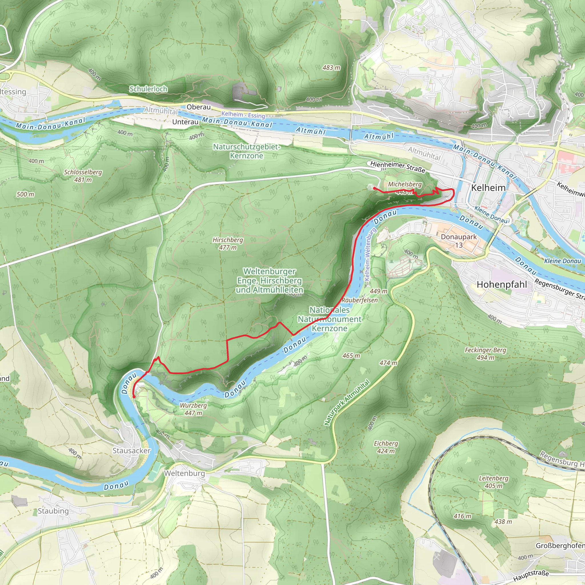 Liberation Hall to Asam Kirche Walk via Jurasteig Hauptroute mobile static map