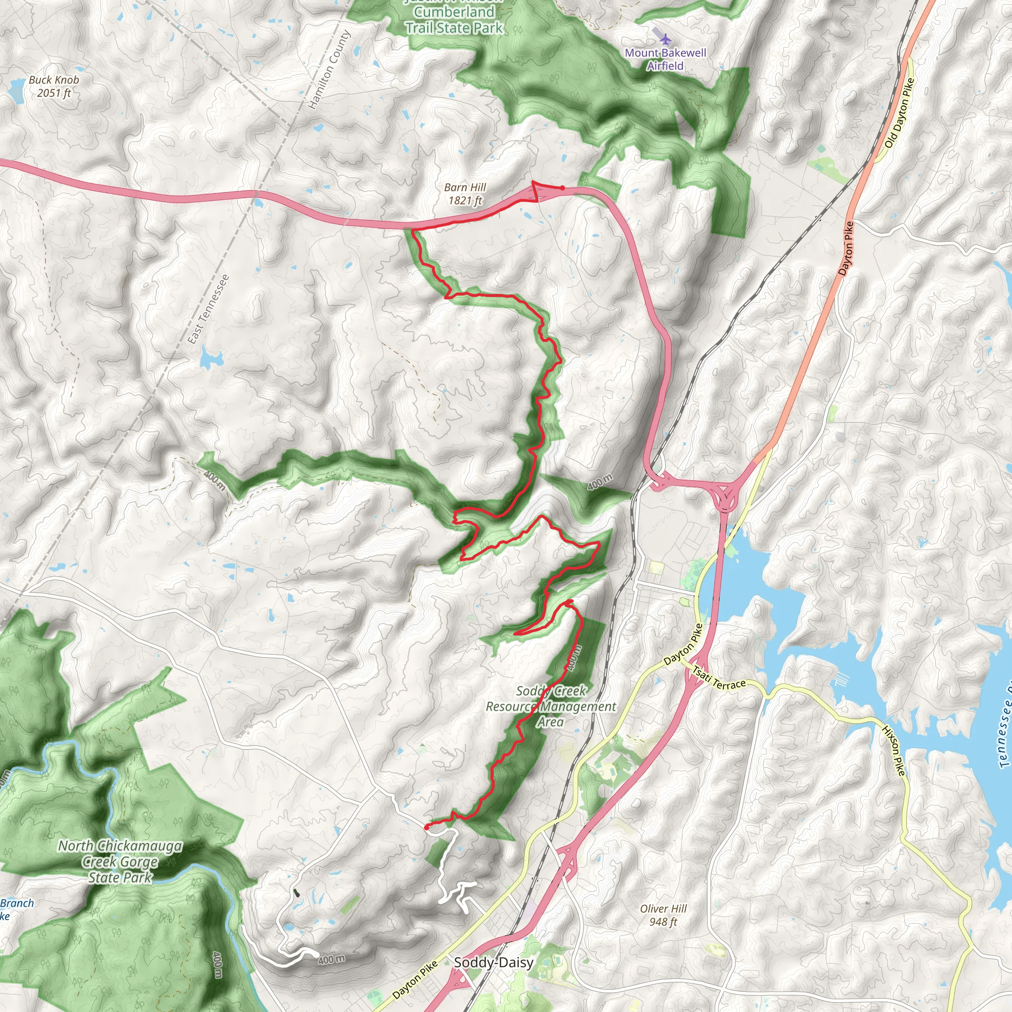 Cumberland Trail from Mowbray Pike mobile static map