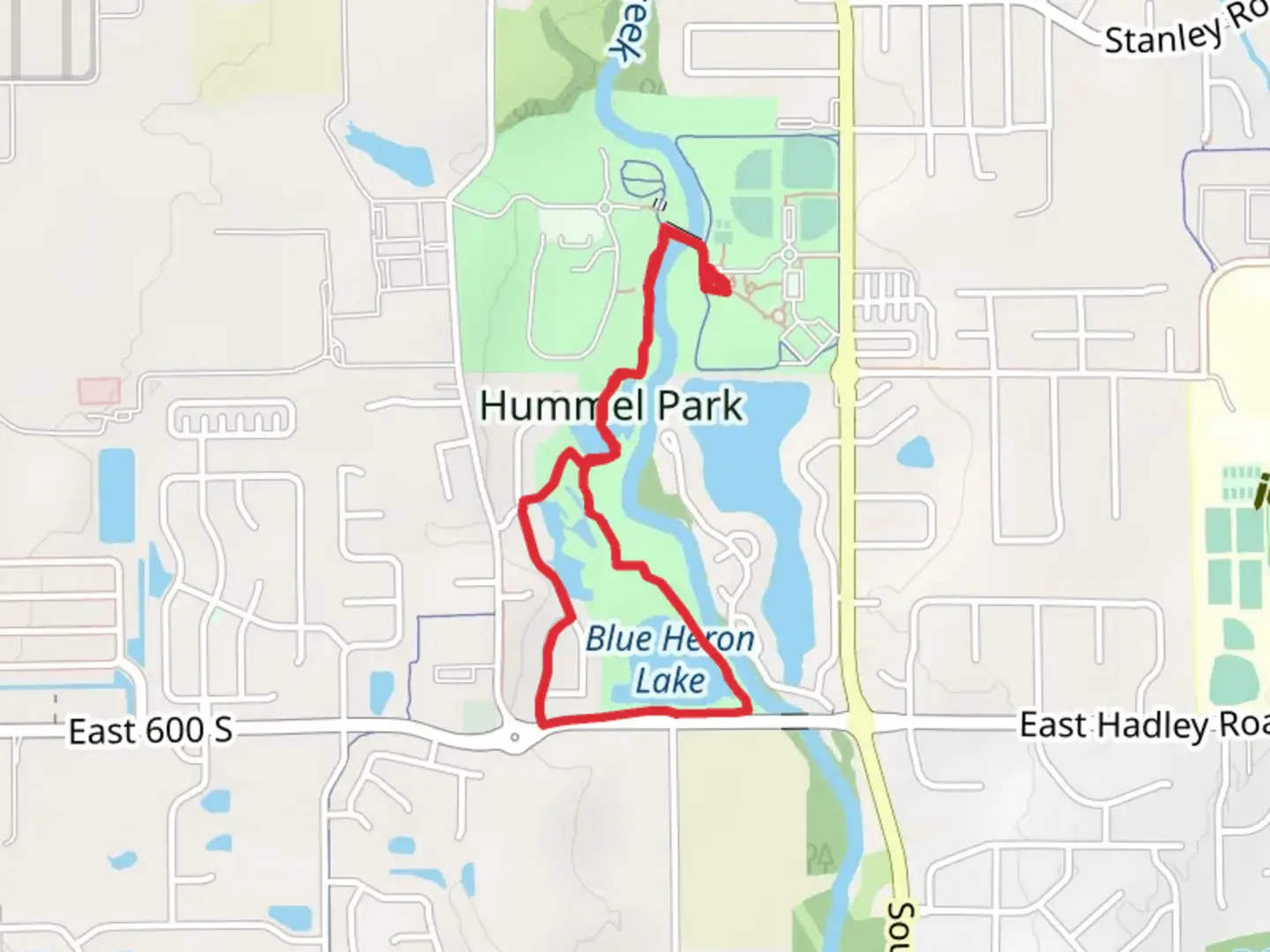 An image depicting the trail Hummel Park and White Lick Creek Loop and its surrounding area.