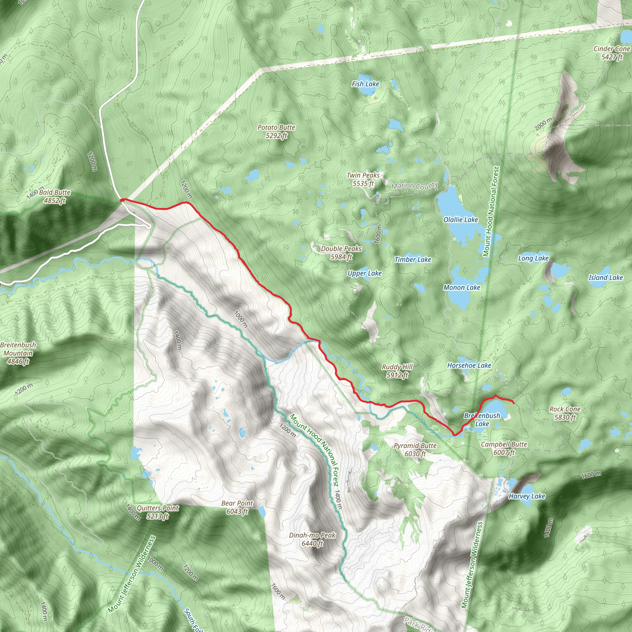 Breitenbush Lake Trail mobile static map
