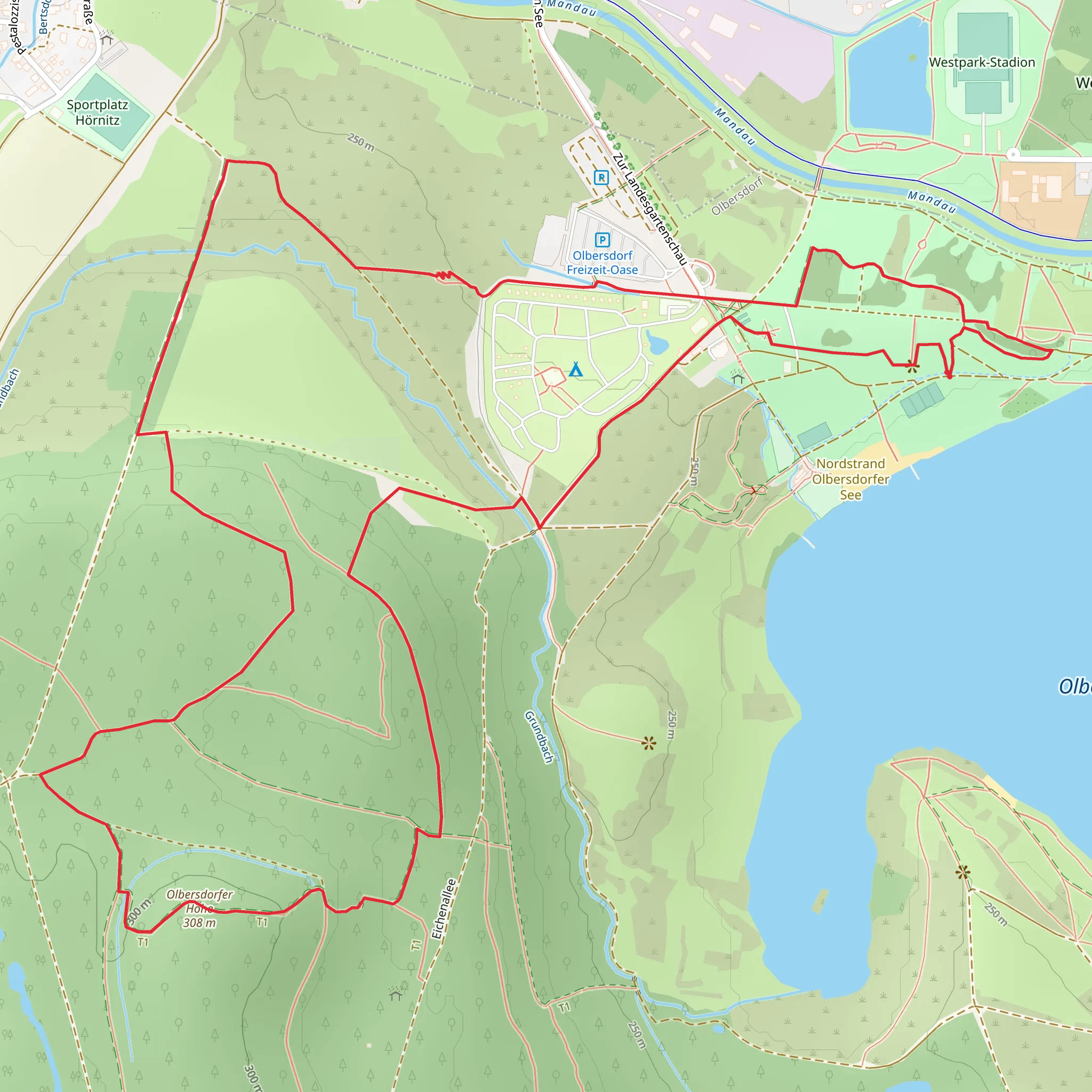 Hörnitzer Hoehe Loop via Lausitzer Schlange mobile static map