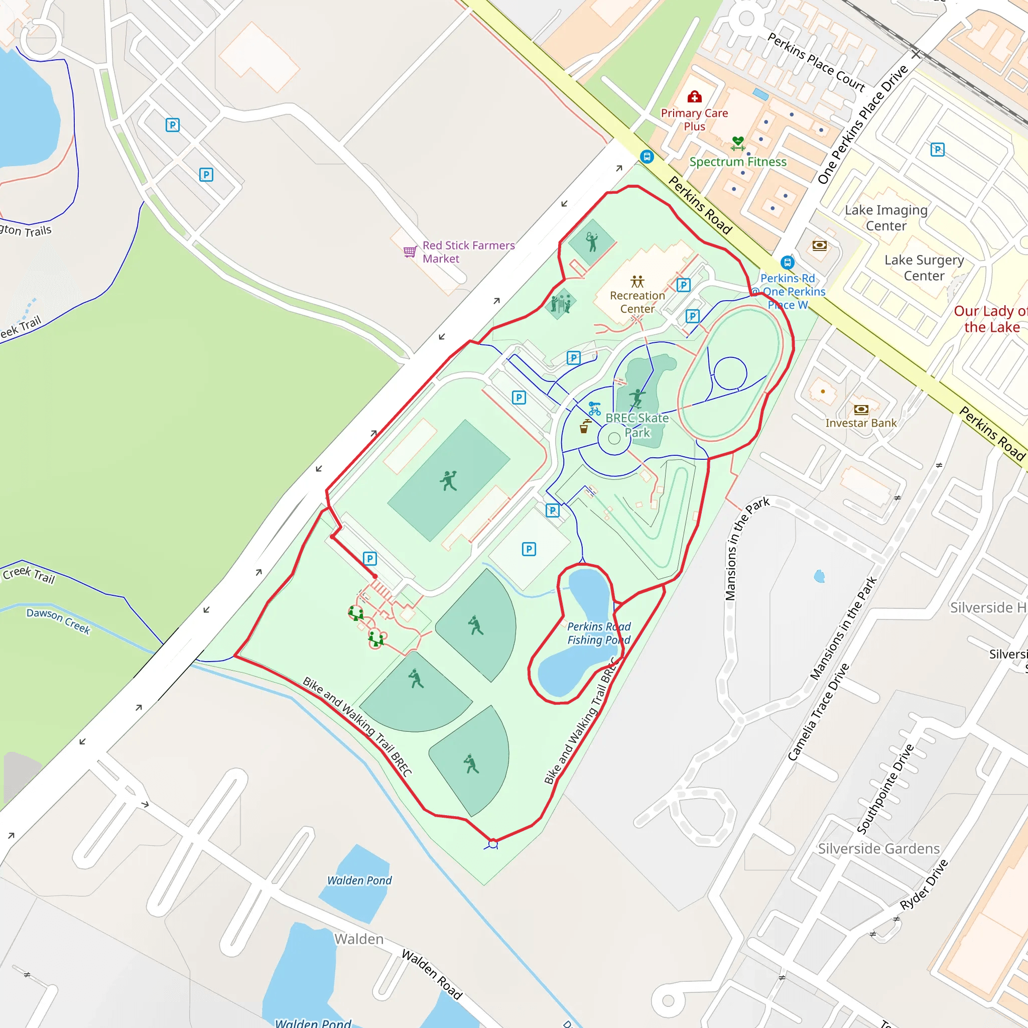 Perkins Road Fishing Pond and Walking Trail BREC Loop mobile static map