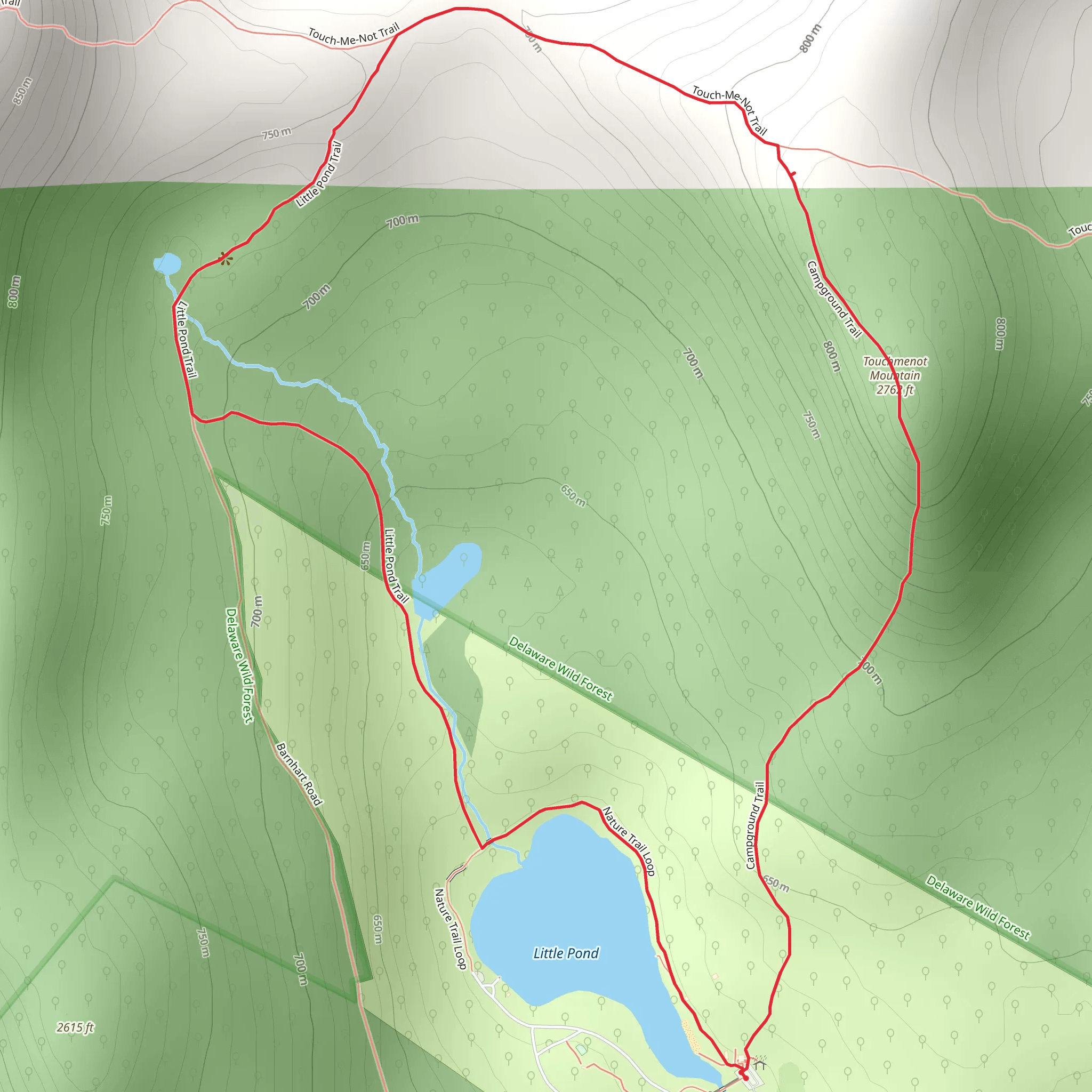 Touchmenot Mountain and Little Pond Loop mobile static map