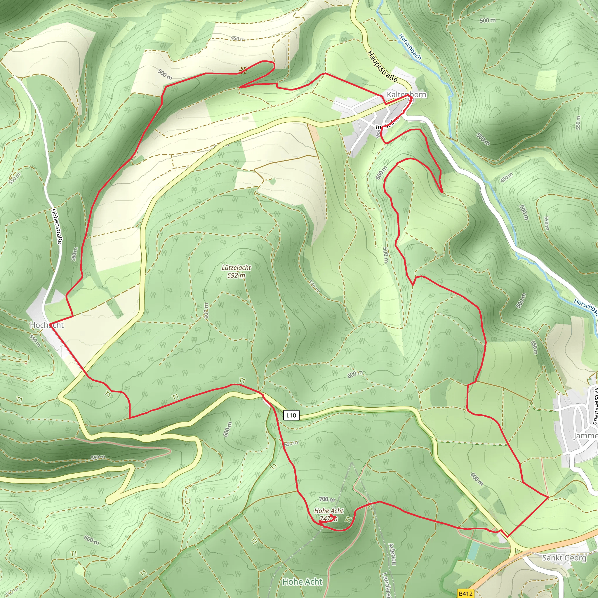 Rhein Venn Weg from Kaltenborn mobile static map