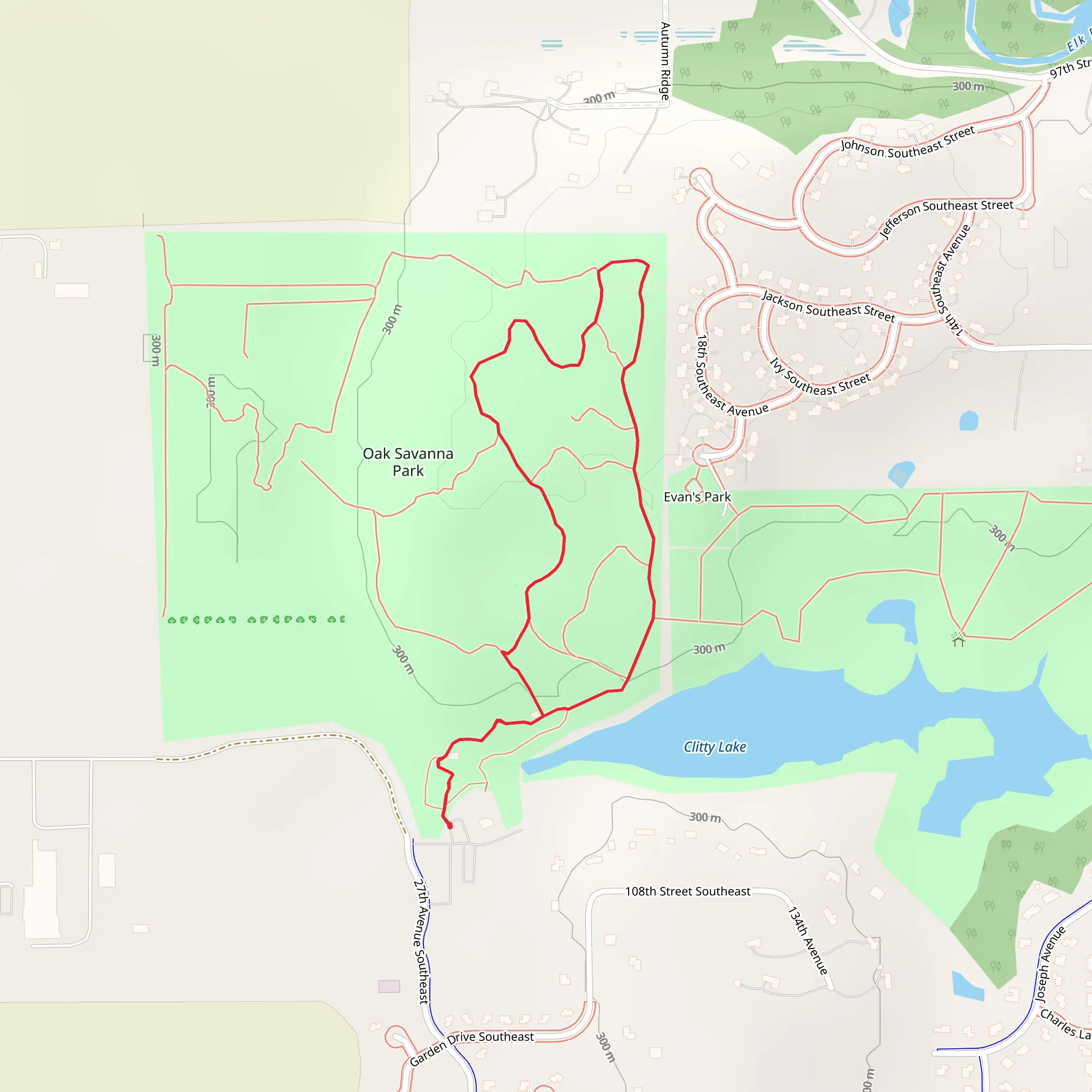 Oak Savanna Park East Loop mobile static map