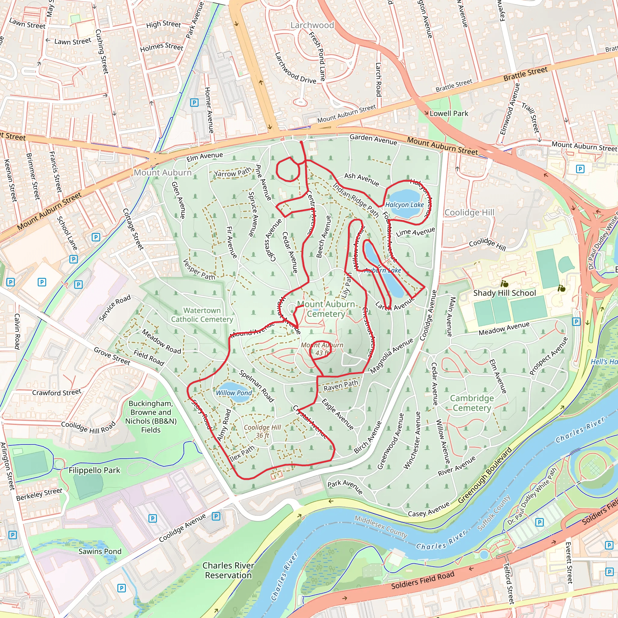Willow Pond and Halcyon Lake Loop mobile static map