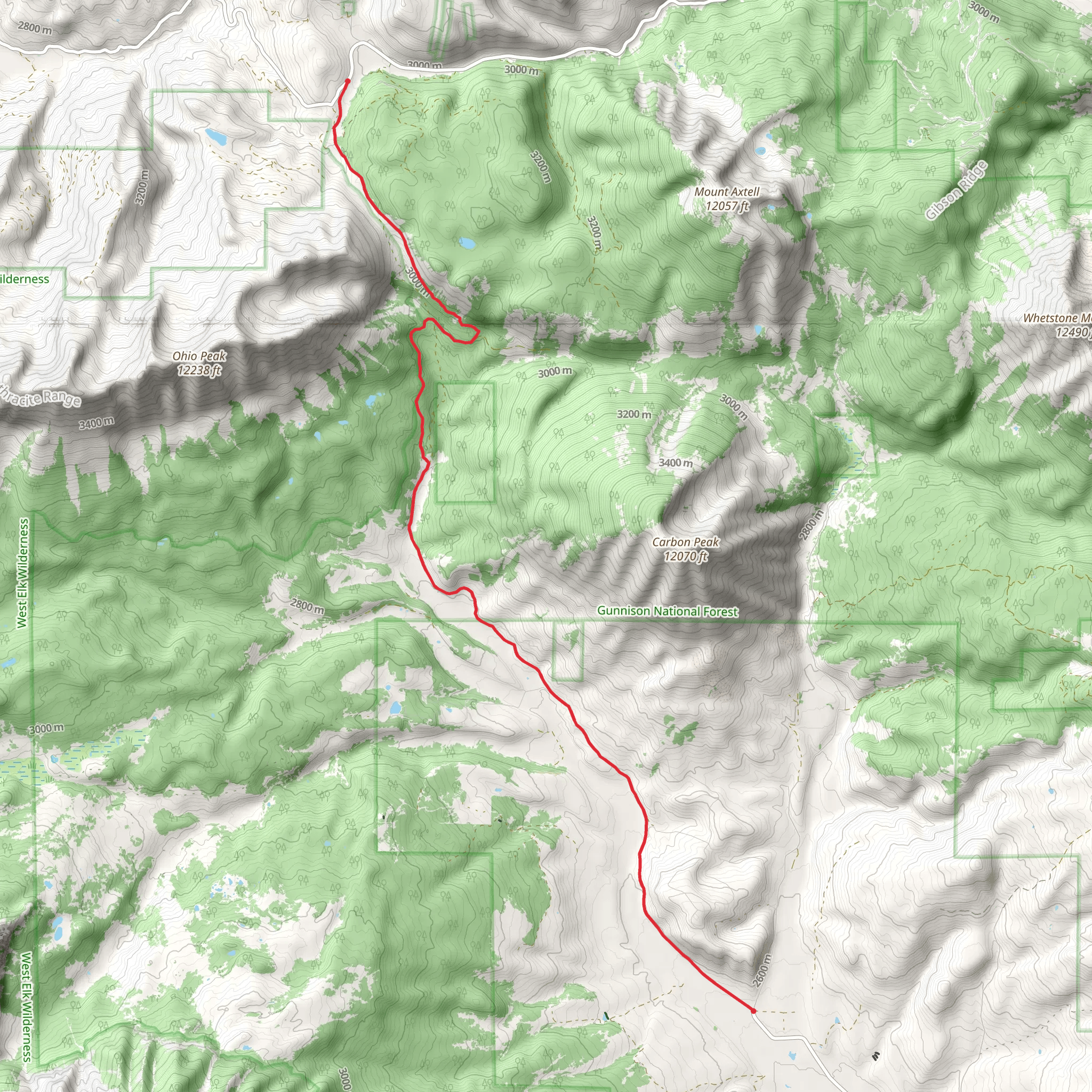 Ohio Creek Road Trail mobile static map