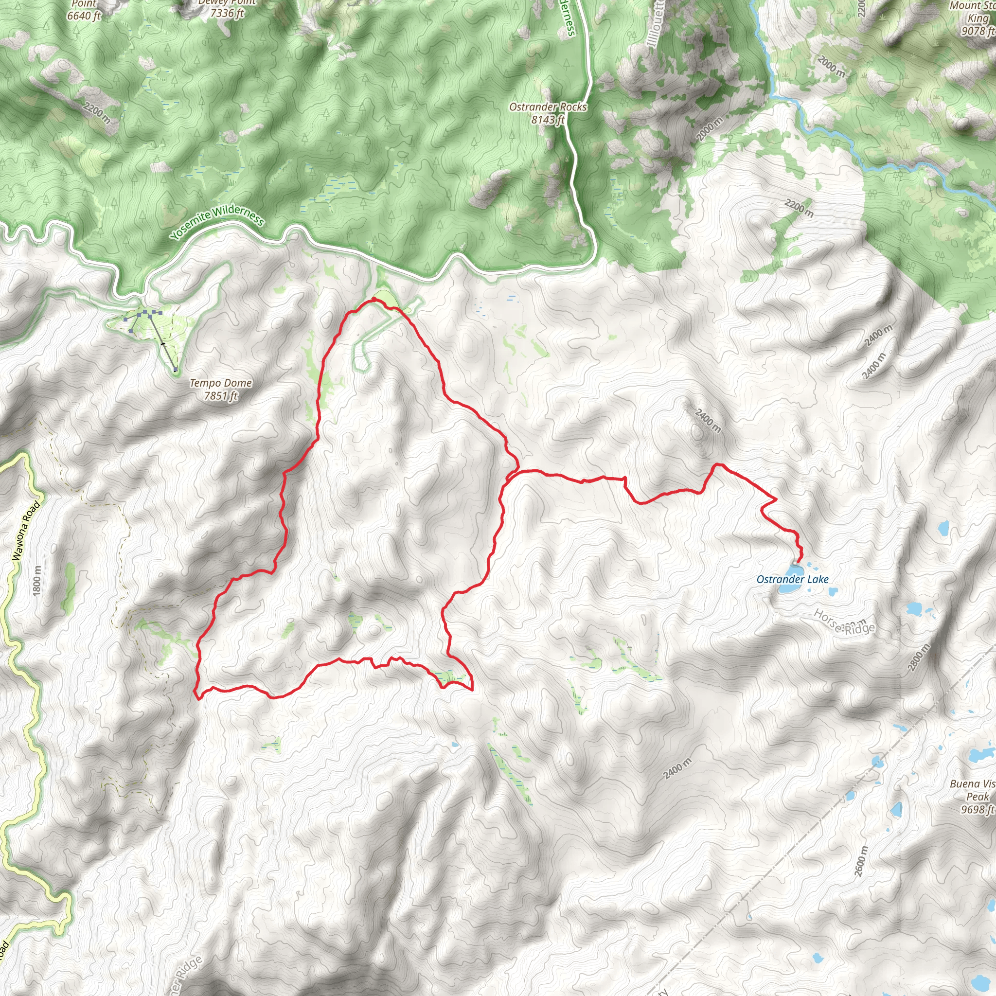 Bridalveil Creek Trail and Ostrander Lake Loop mobile static map