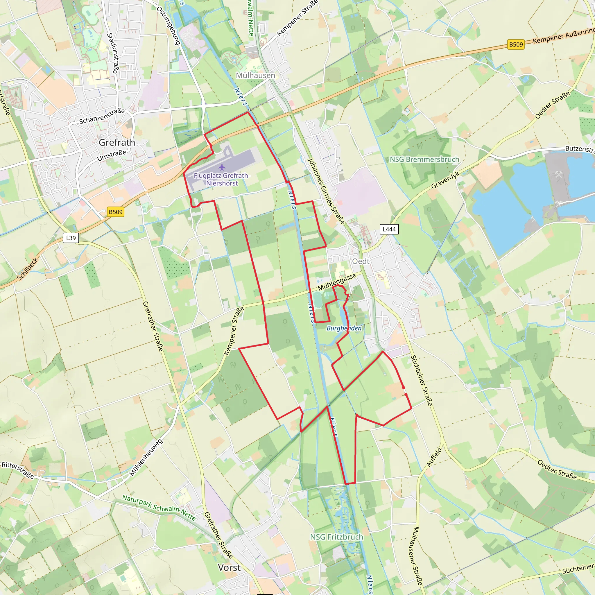 Burg Uda and Niersauen Runde mobile static map