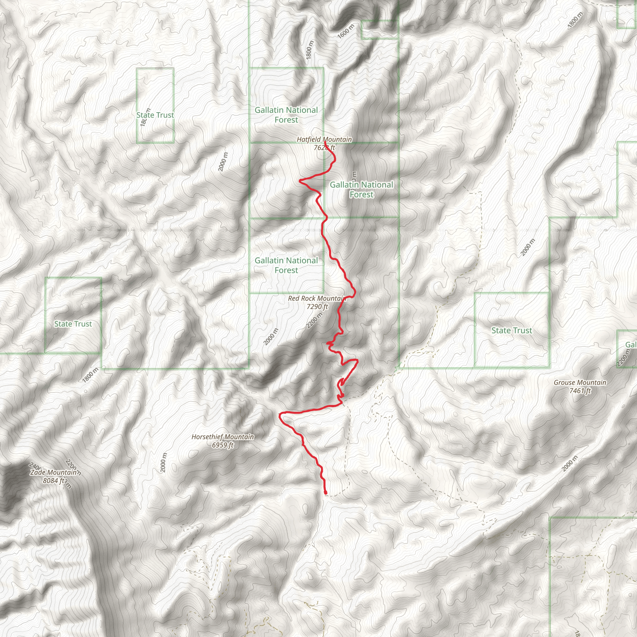 Hatfield Mountain via South Fork Sixteenmile Trail mobile static map