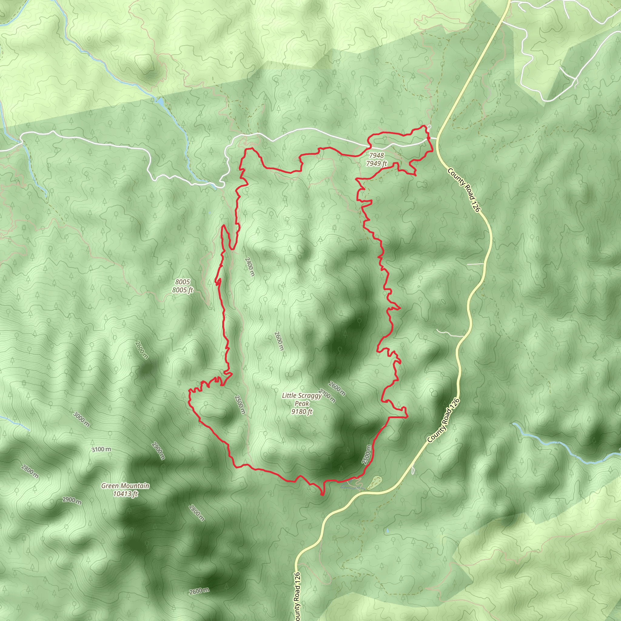 Little Scraggy Peak Loop Trail mobile static map