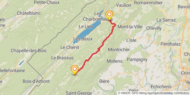 Jura Crest Trail stage 16 Map
