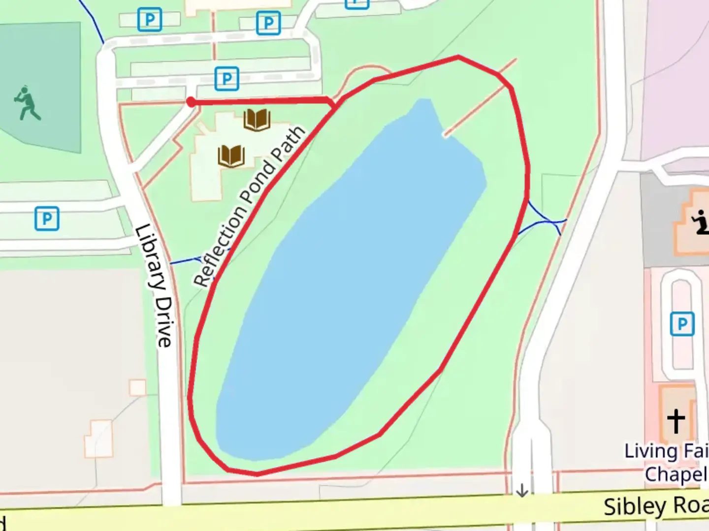 An image depicting the trail Reflection Pond Path Loop and its surrounding area.