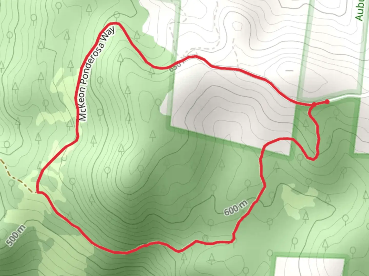 An image depicting the trail McKeon Ponderosa Way Loop and its surrounding area.